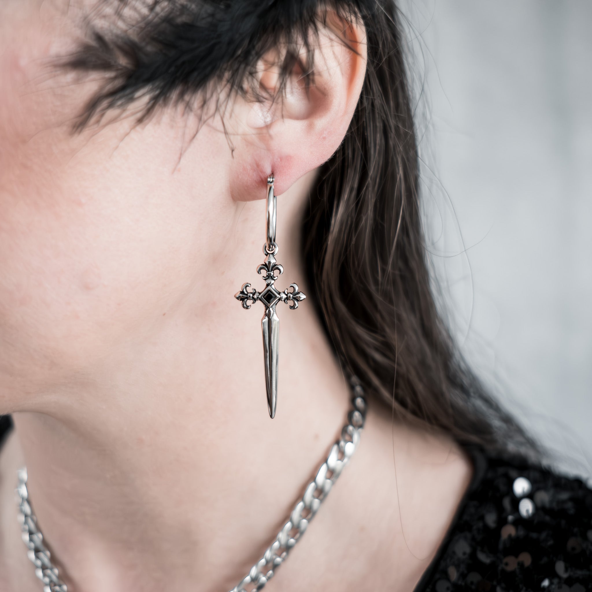 Truth Teller Dagger Earrings - Gothic Punk Jewelry for Women, Stainless Steel Statement Earrings - Perfect for Halloween, Cosplay, and Alternative Fashion
