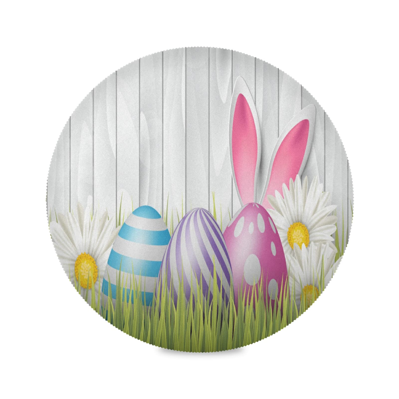 4PCS Easter Themed Round Placemats - Heat-Resistant Rabbit & Egg Design Table Mats (15.4 Inch) for Kitchen, Dining, Party & Restaurant Use - Perfect for Easter Celebrations, Holiday Dinners & Spring Decorations