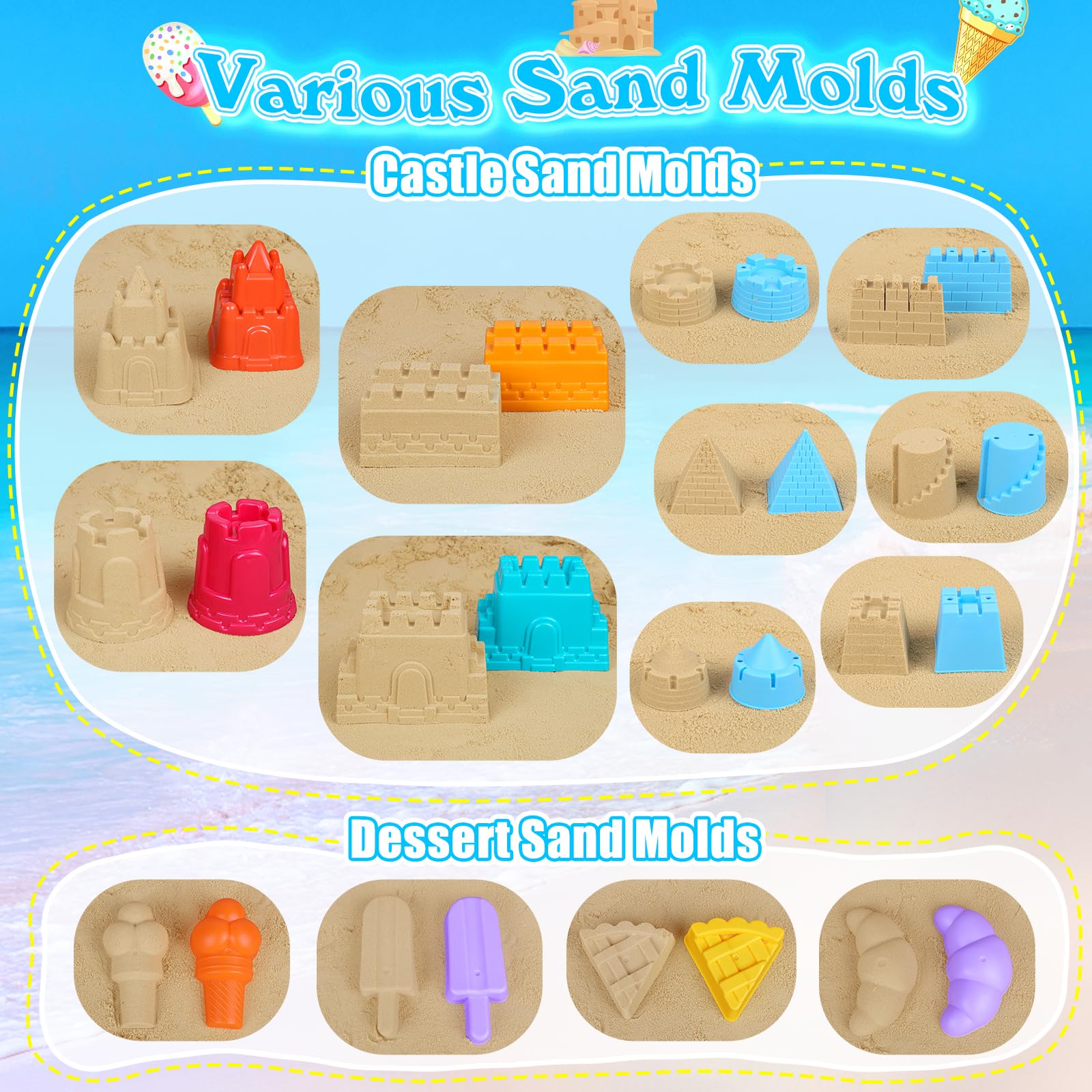 Best Beach Toys for Kids - 12-Piece Sand Castle Set with Buckets, Molds, Shovels & Rakes | Durable Sandbox Toys for Toddlers Ages 3-10 | Includes Mesh Storage Bag | Perfect for Beach, Backyard & Outdoor Play