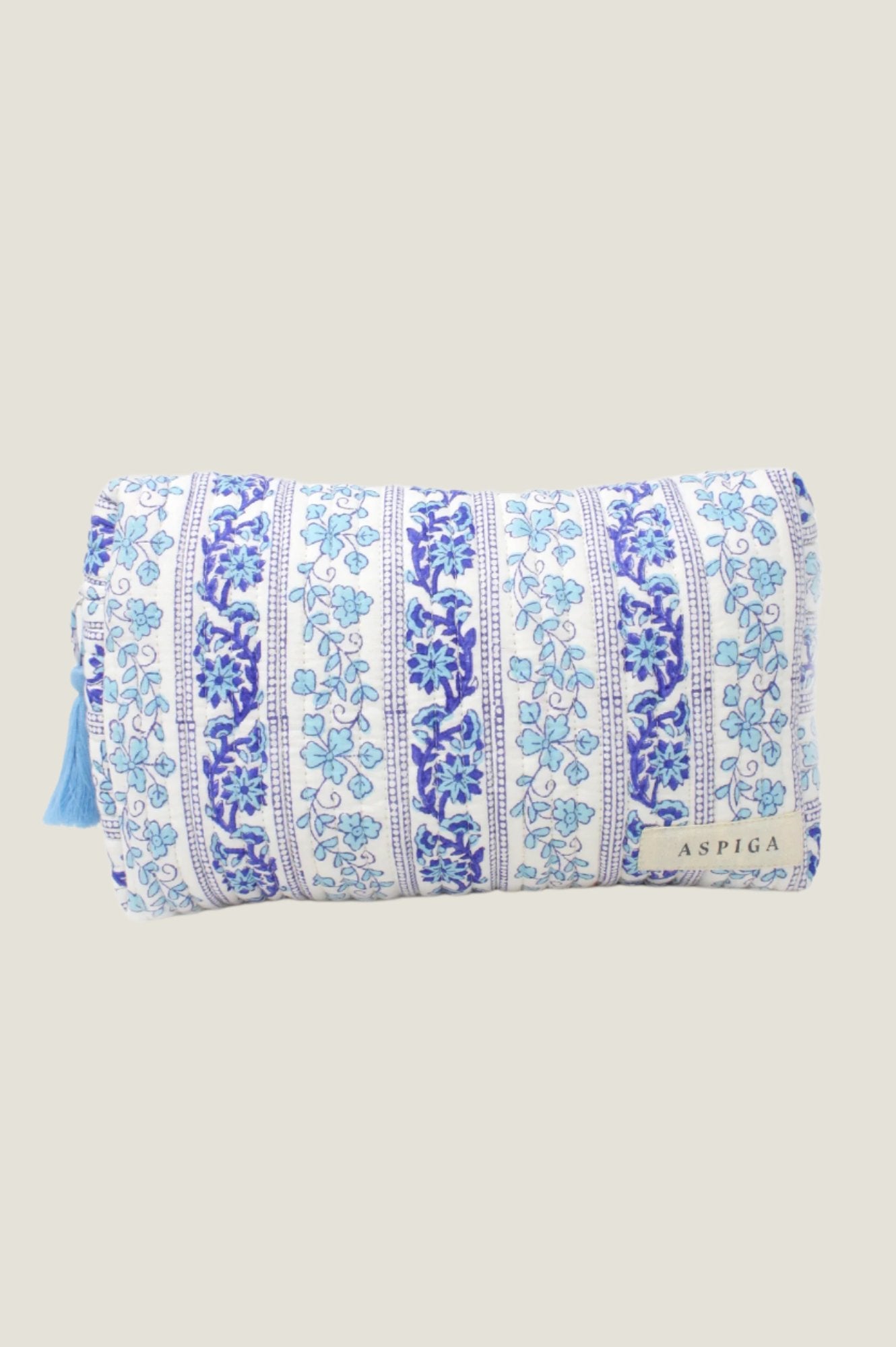 Large Waterproof Wash Bag with Linear Botanical Blue Print - Perfect for Travel, Gym & Toiletry Storage