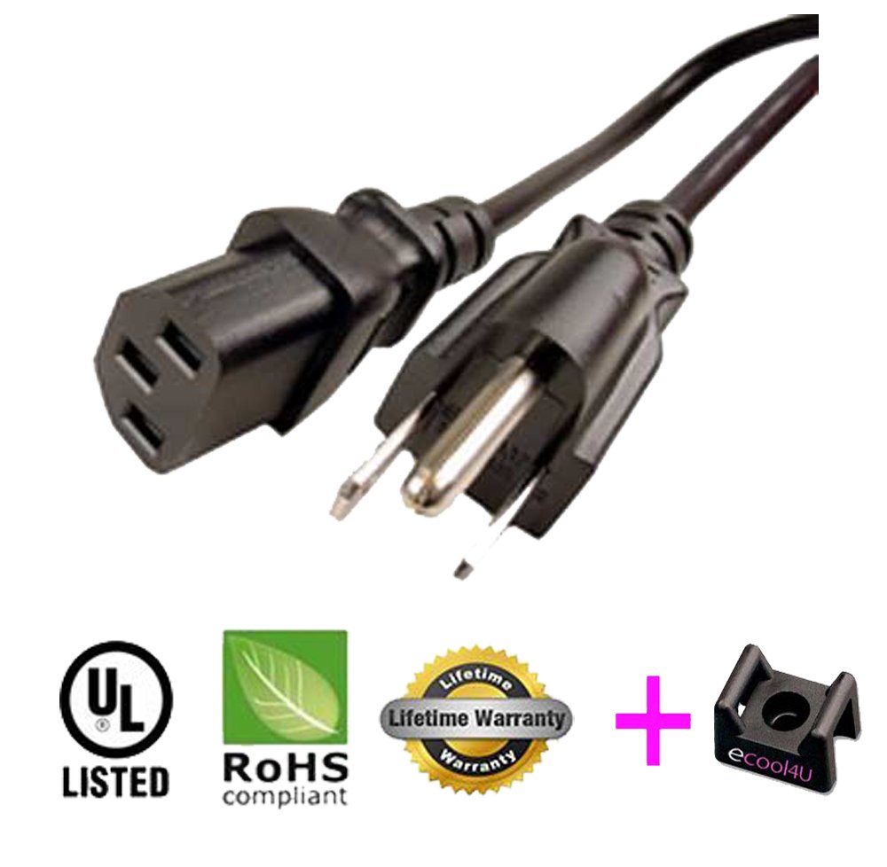 HP RICOH Canon Laser Printer AC Power Cord Cable - 12ft Replacement Power Supply Cord for Office & Home Use