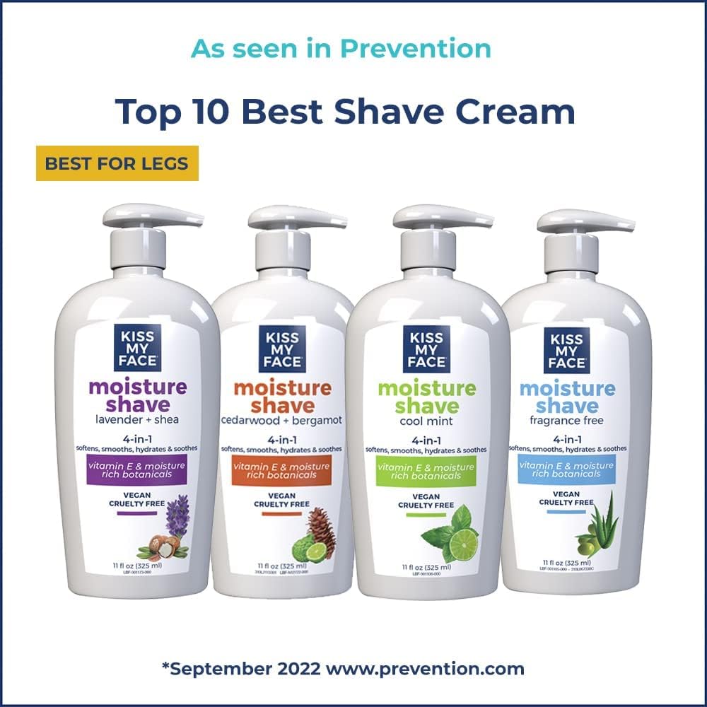 Kiss My Face Moisturizing Shaving Cream with Lavender & Shea Butter - Soothing & Hydrating for Sensitive Skin - Perfect for Men & Women's Daily Shaving Routine