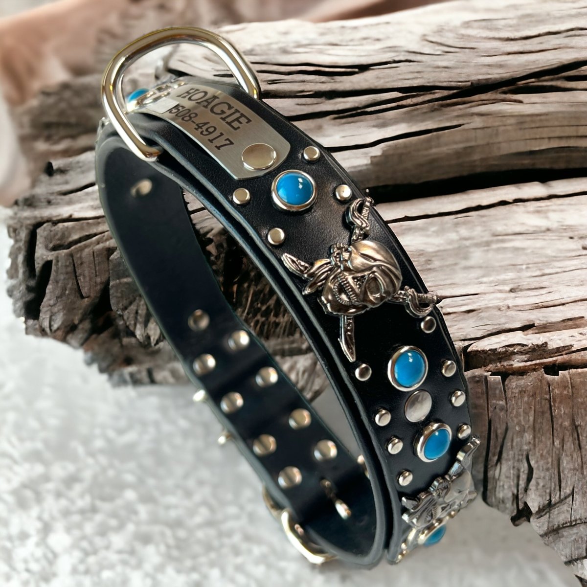 Premium Calipso Leather Dog Collar - Adjustable, Durable & Stylish Pet Collar for Small Medium Large Dogs - Perfect for Daily Walks, Training & Outdoor Adventures