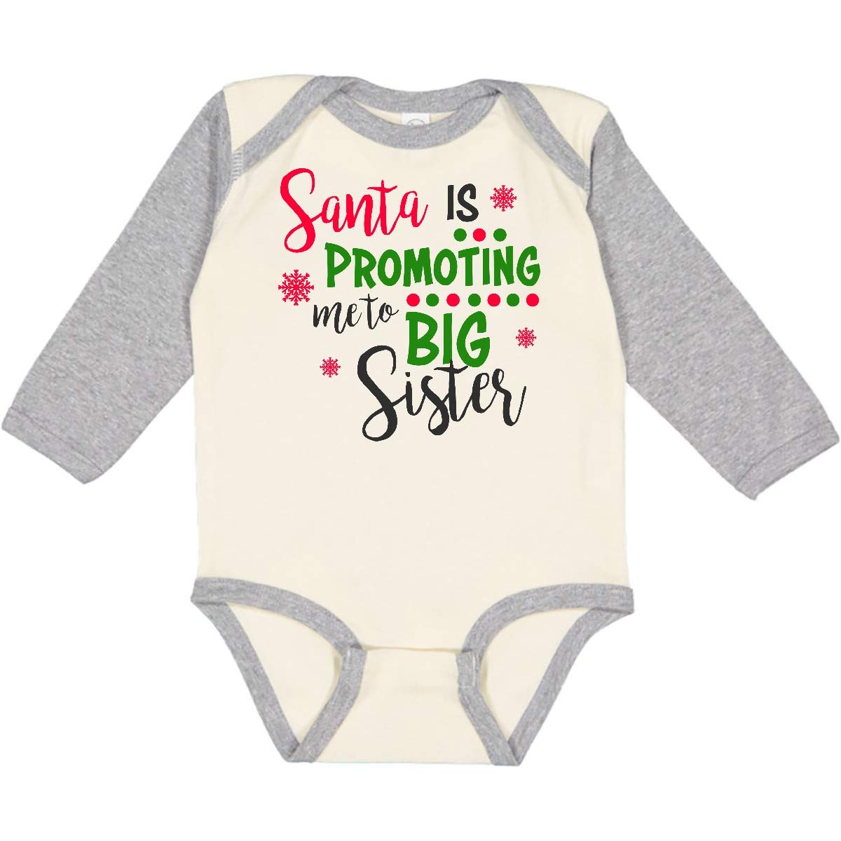 Inktastic Santa Is Promoting Me To Big Sister Baby Long Sleeve Bodysuit - Cute Christmas Outfit for Siblings & Holiday Family Photos
