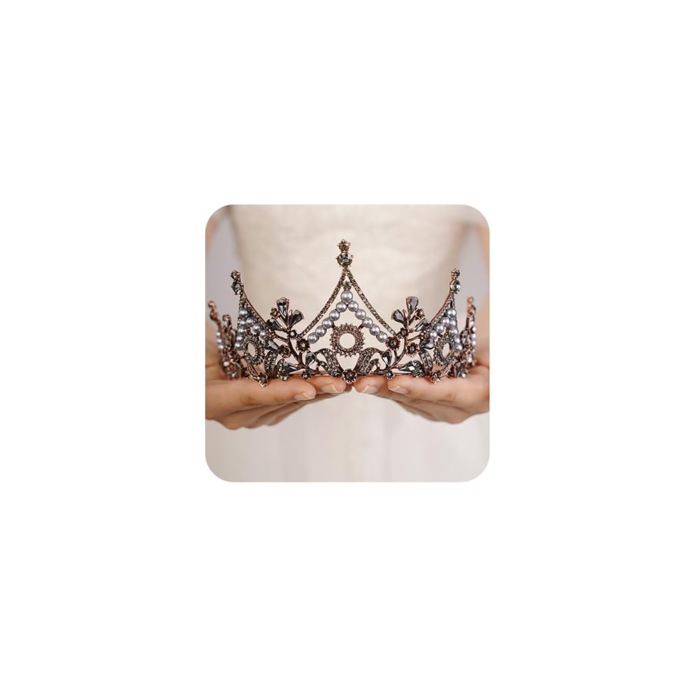 JWICOS Crystal Pearl Wedding Tiara for Bride - Elegant Queen Crown Hair Accessories for Women | Perfect for Pageants, Birthday Parties & Prom Events
