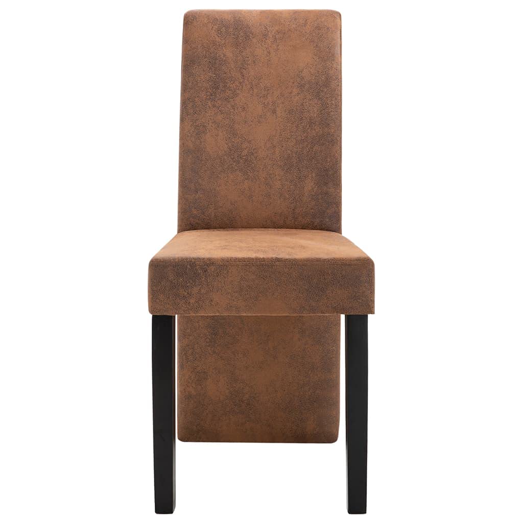 Modern High Back Dining Chairs Set of 4 - Brown Faux Suede Leather Upholstered Kitchen & Dining Room Chairs - Comfortable Living Room & Bedroom Side Chairs for Home Decor & Entertaining