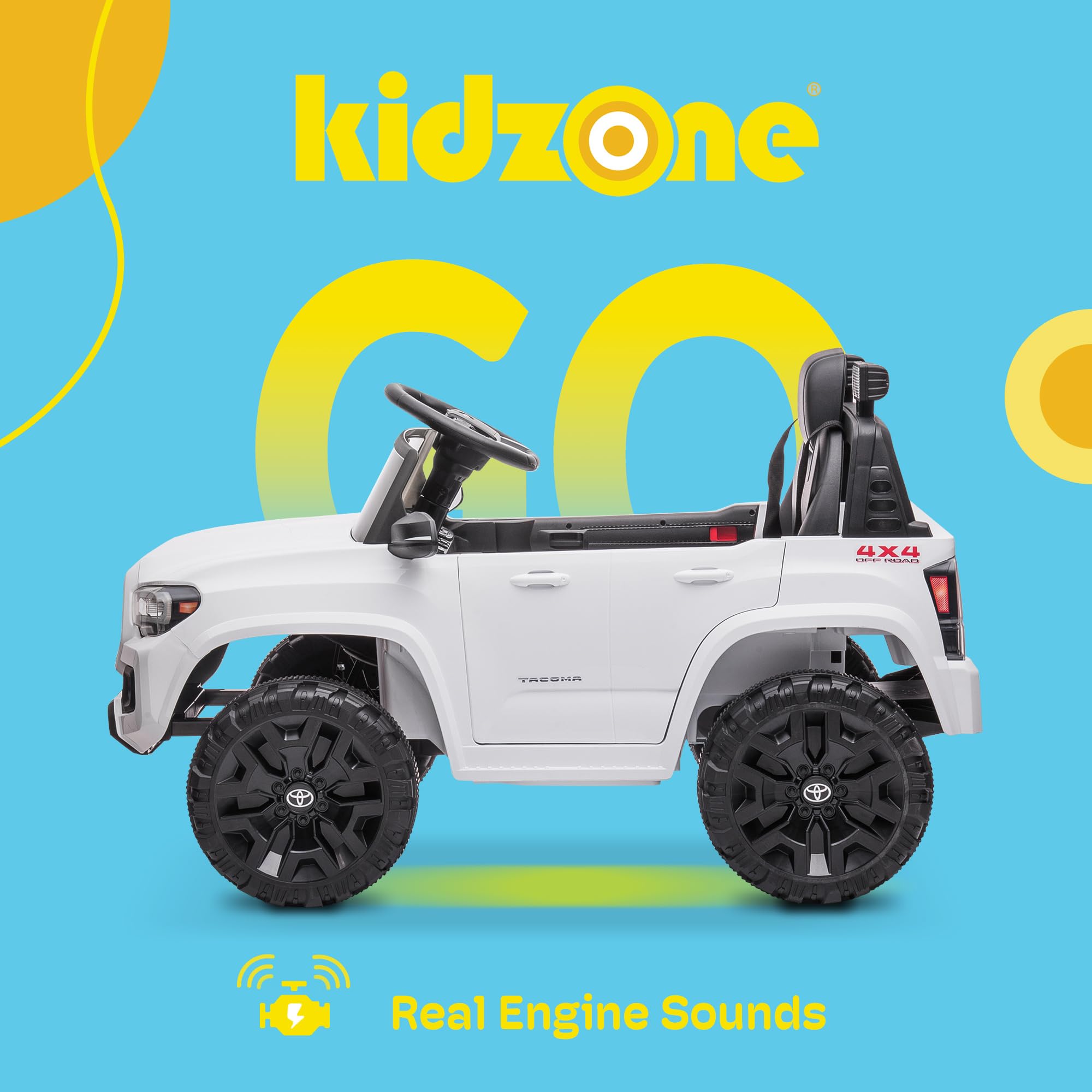 **Kidzone 12V Licensed Toyota Tacoma Electric Ride-On Truck for Kids – Battery-Powered, Remote Control, 3 Speeds, MP3 Player, Horn & LED Lights – Perfect for Outdoor Play & Birthday Gifts**