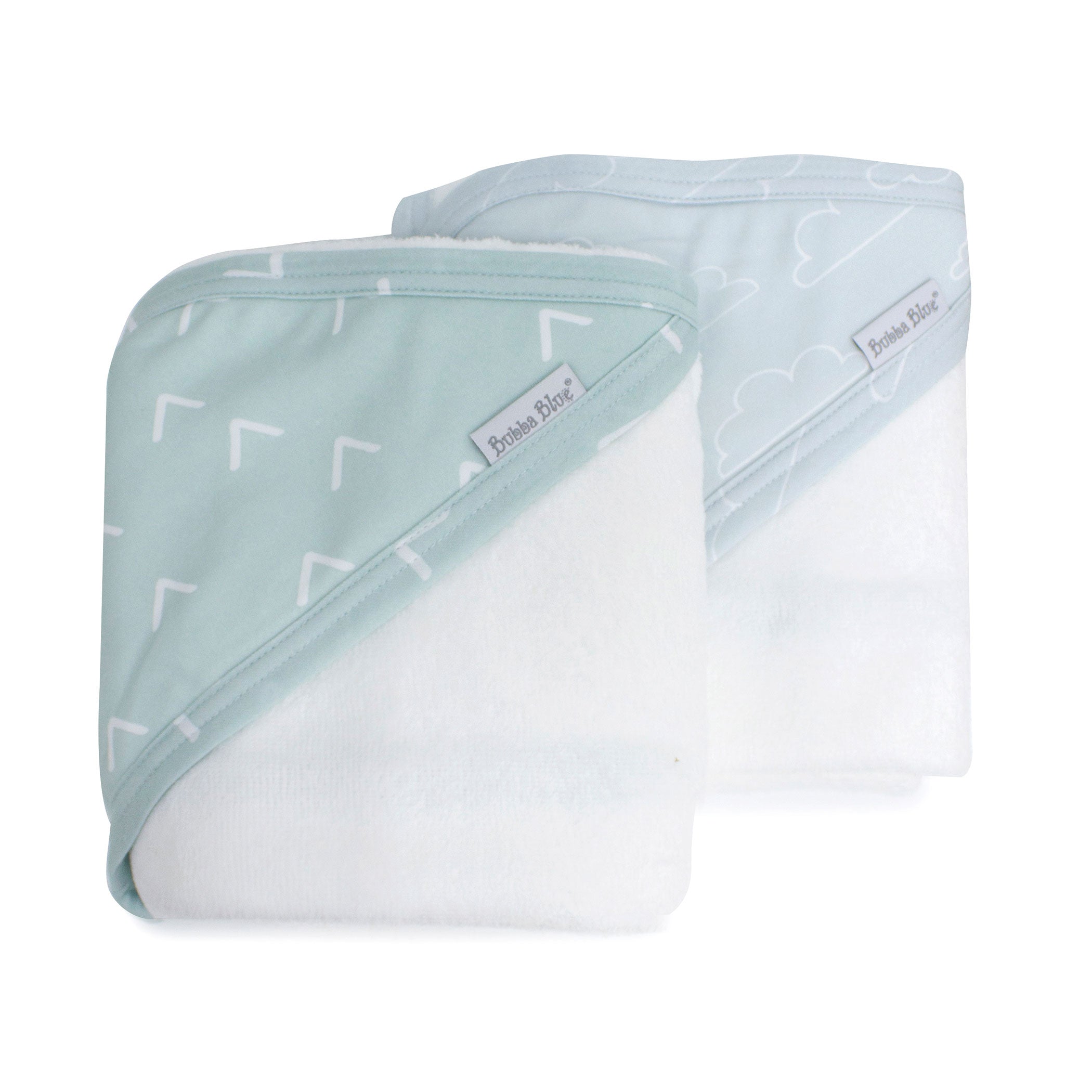Nordic Style 2-Pack Hooded Baby Towel Set - Soft Dusty Sky & Mint for Newborns, Infants | Perfect for Bath Time, Swimming, and Beach Outings