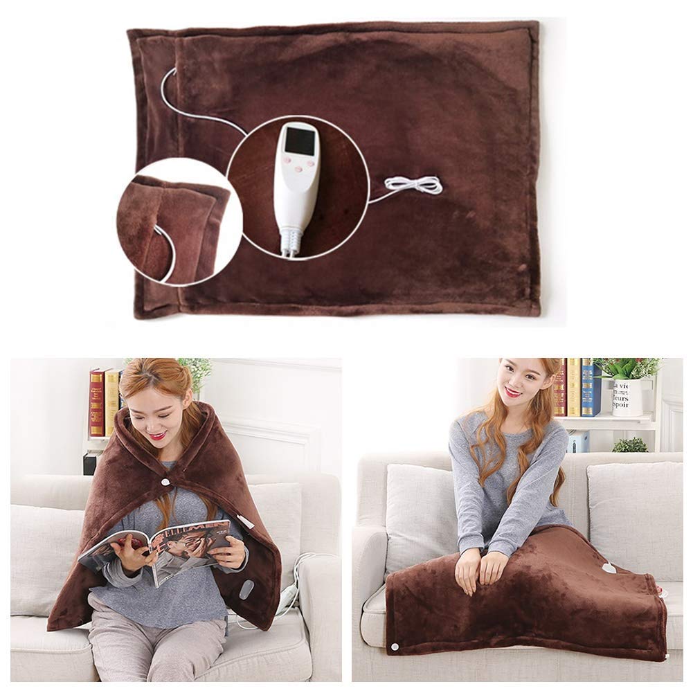 Electric Heated Blanket for Knee & Body Pain Relief - Soft Plush Throw with Hand Warmer Pocket - Safe Heating Pad for Home, Office, Travel & Car Use - Perfect for Cold Weather Comfort & Arthritis Pain Management