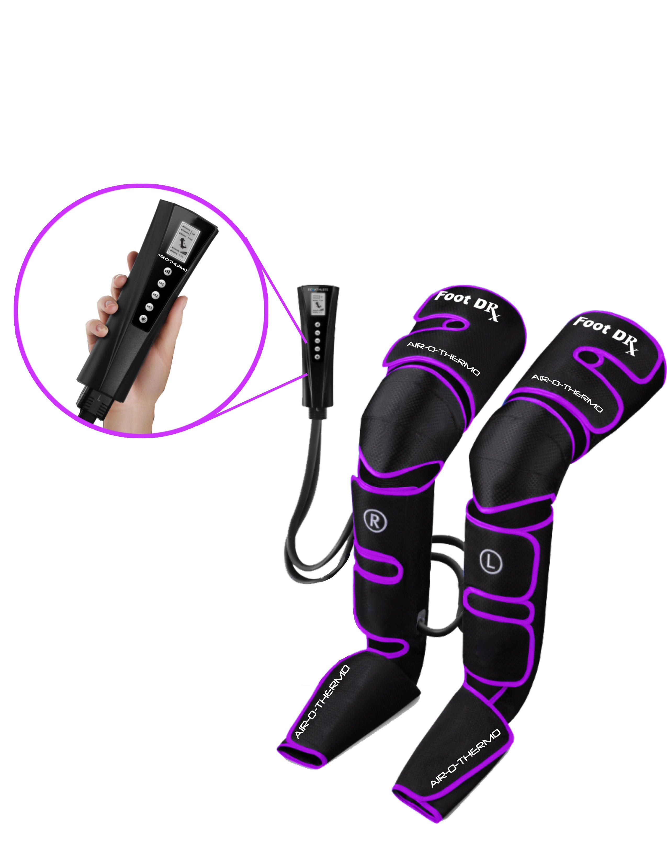 Air O Thermo Full Leg Air Compression Massager with Power Cord - Relieve Pain & Improve Circulation for Athletes, Travelers & Office Workers