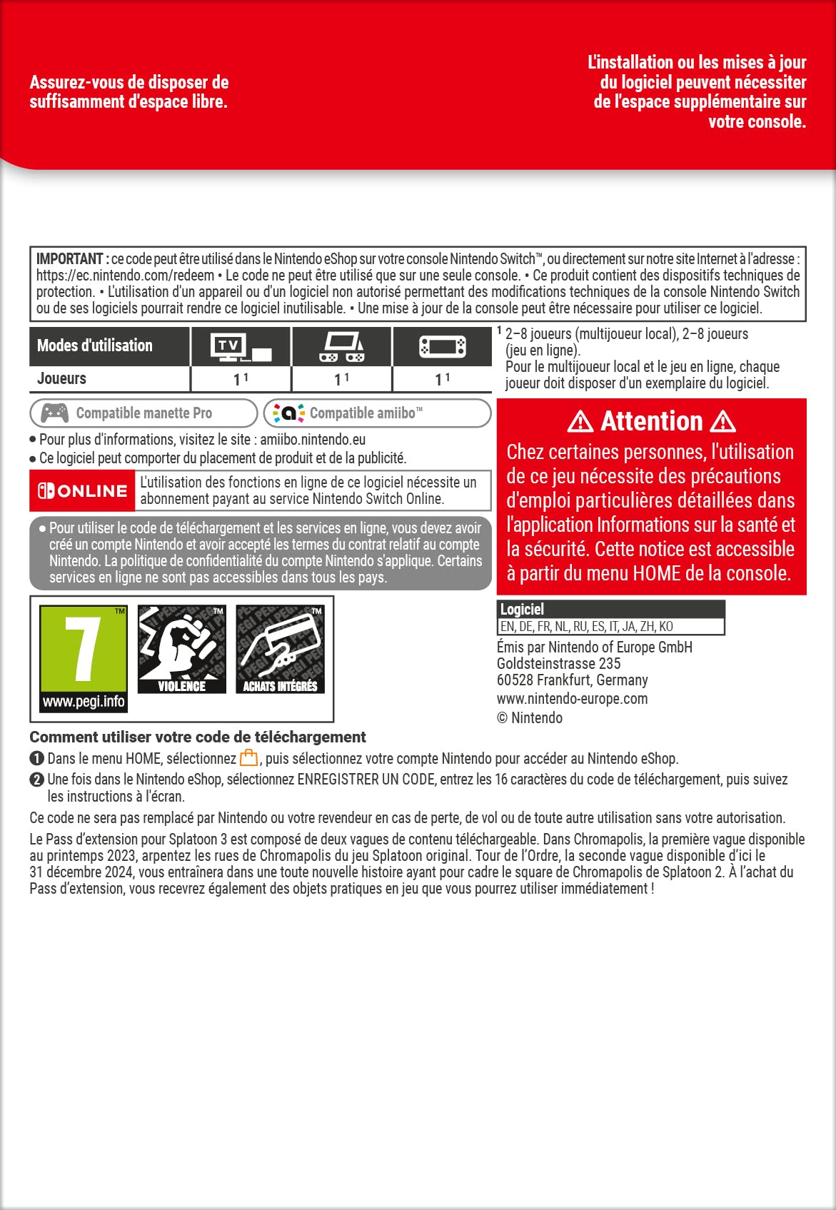 Splatoon 3 Expansion Pass - Nintendo Switch Downloadable Game Code | Multiplayer Online Battle Action for Kids & Teens
