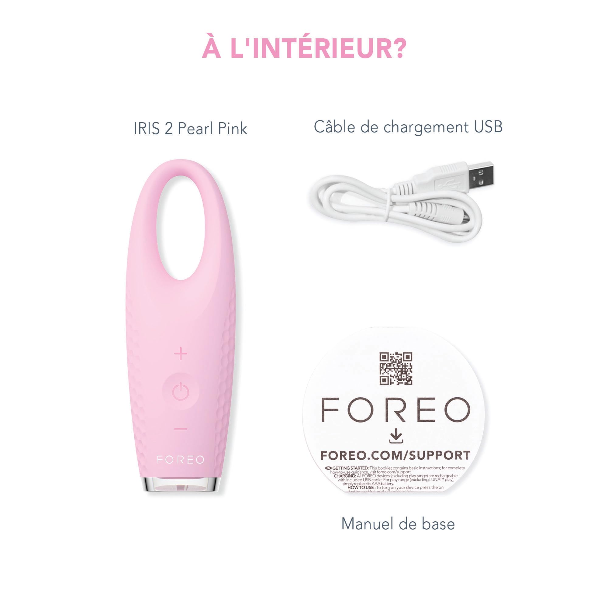 FOREO IRIS 2 Eye Massager for Dark Circles, Puffiness & Wrinkles - Anti-Aging Eye Treatment with Hygienic Silicone - Pearl Pink - Perfect for Morning Routine & Travel Skincare