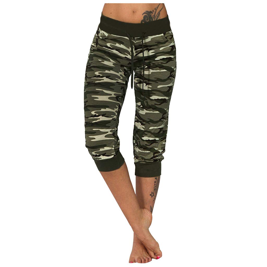 YHEGHT Women's Yoga Leggings - Camouflage Print Cropped Pants for Yoga, Gym & Casual Wear | High Waisted Workout Tights for Running, Pilates & Lounge