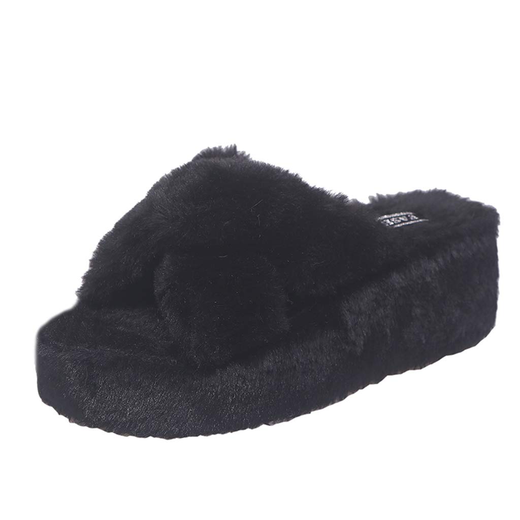 Women's Fuzzy Sandals - Soft Plush Open Toe Slippers for Indoor Spa, Bedroom & Home Comfort - Cozy House Slides for Relaxation & Lounging