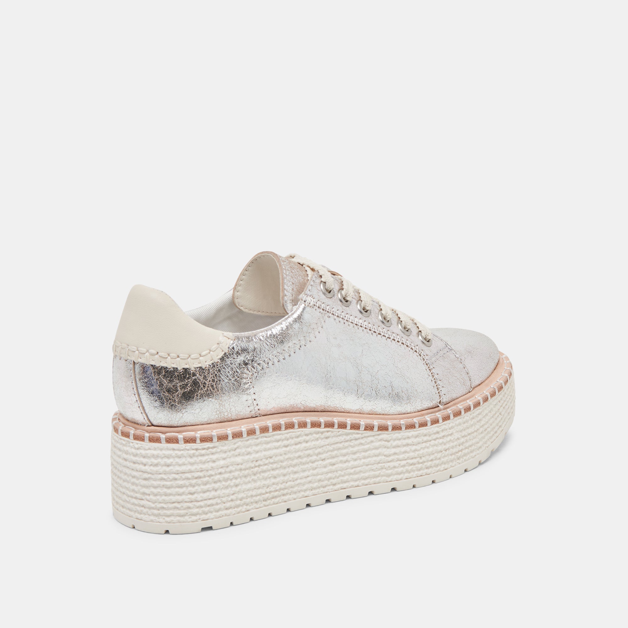 Twain Sneakers for Women - Silver Crackled Leather Fashion Shoes - Comfortable & Stylish for Casual Wear, Work, and Daily Outfits