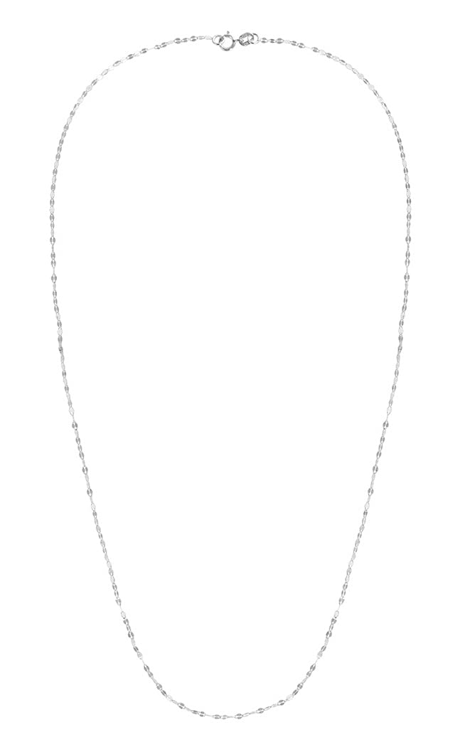 14K White Gold Polished Mirror Sparkle Chain Necklace with Lobster Clasp - Elegant Jewelry Gift for Women, Girls, Wives - 16