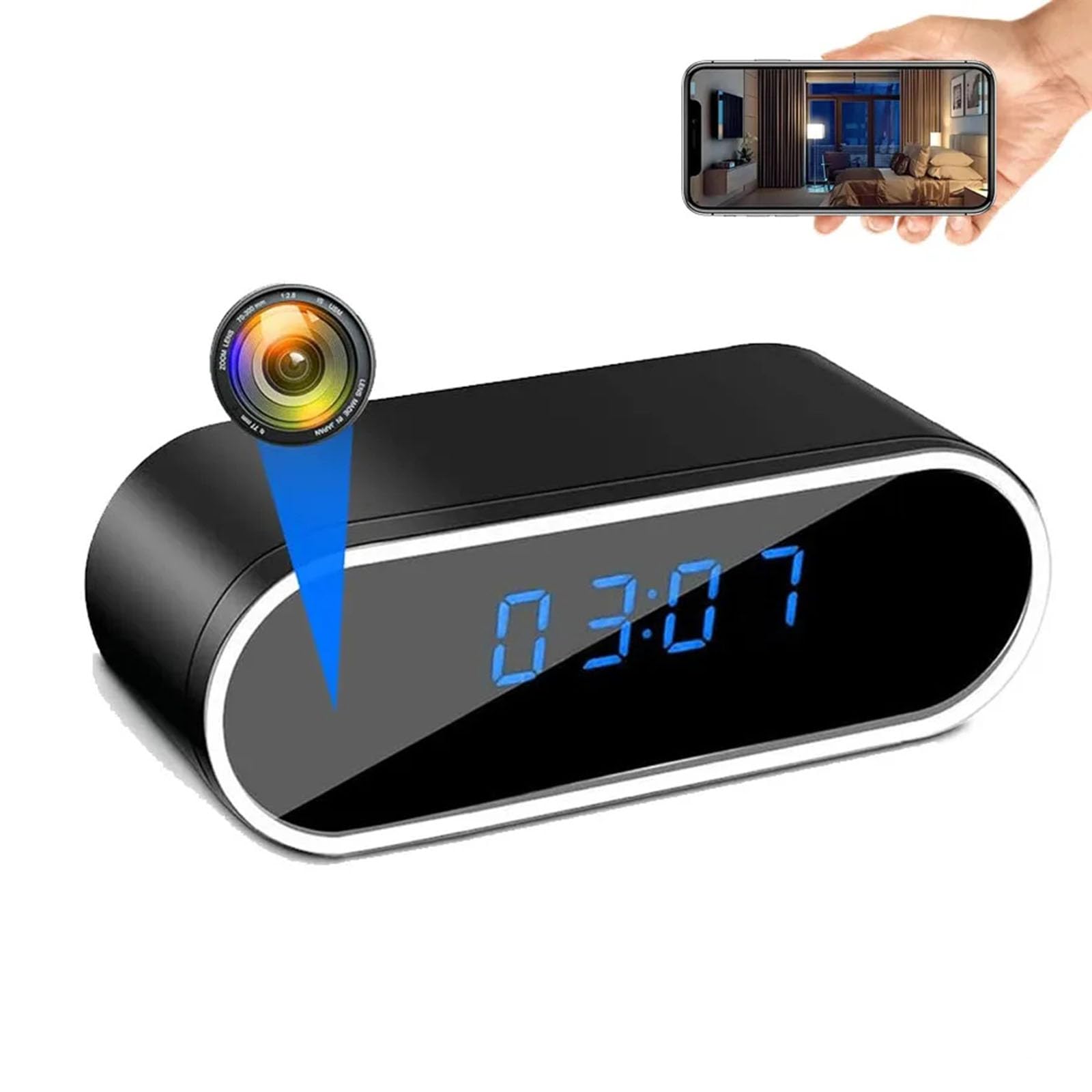 FKINGLRK WiFi Mini Spy Hidden Alarm Clock Camera - Full HD 1080P Wireless Security Camera with Motion Detection & Night Vision for Home, Office, Baby Monitor, Nanny Cam, and Secret Surveillance