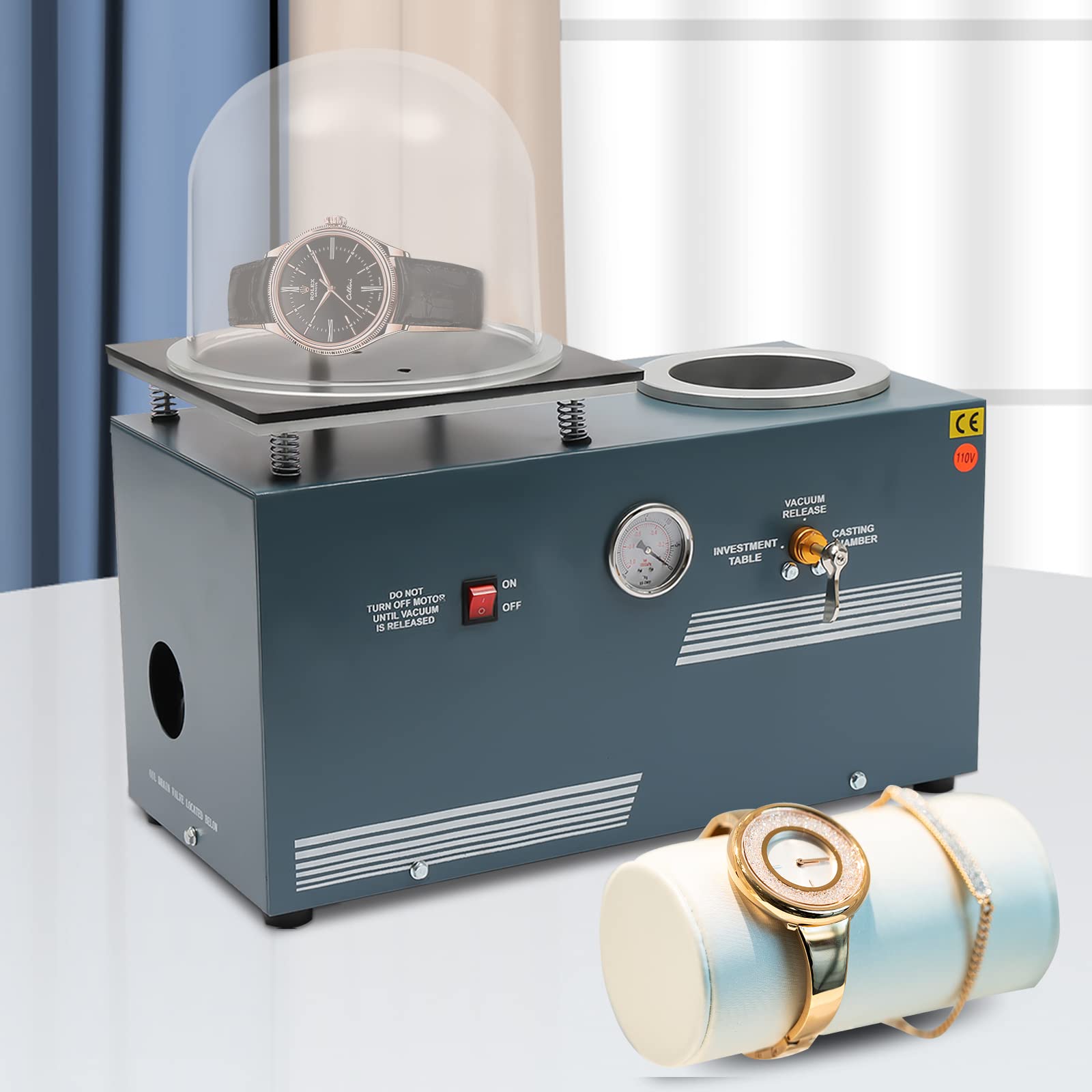 2L/0.5Gal Jewelry Spot Welder & Vacuum Casting Machine - 1/2HP 5CFM with 9