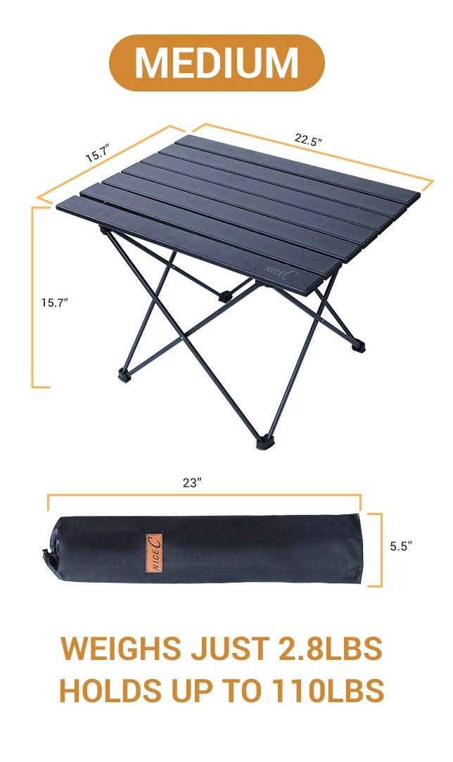 Ultralight Aluminum Folding Camping Table - Portable Roll Up Collapsible Picnic Table with Carry Bag for Outdoor, Beach, Cooking, Festival, Office & Indoor Use | Compact Design for Easy Storage & Travel