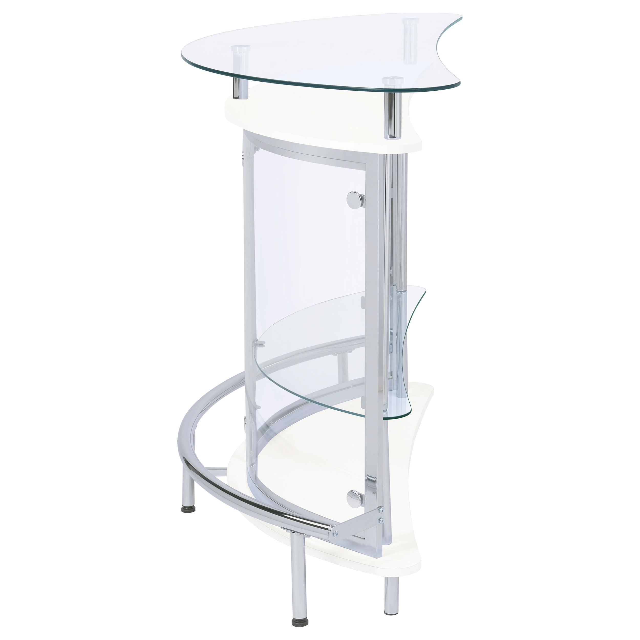 Modern White Freestanding Home Bar Cabinet with Glass Top, 2 Shelves & Wine Glass Rack - Coaster Home Furnishings Amarillo - Perfect for Living Room, Dining Room or Home Bar Setup