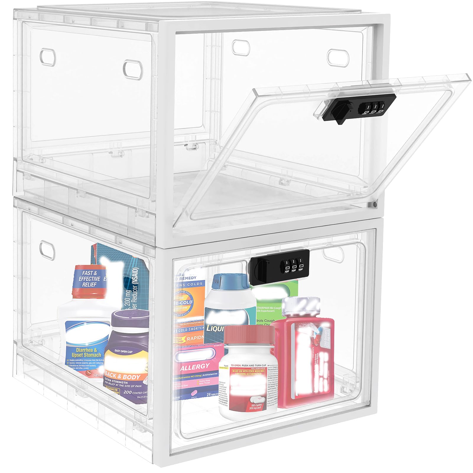 5L Large Medicine Lock Box with Combination Code - Secure Storage for Medications, Snacks, Video Games & Phones - Ideal for Home, Dorm, Office & Travel Use