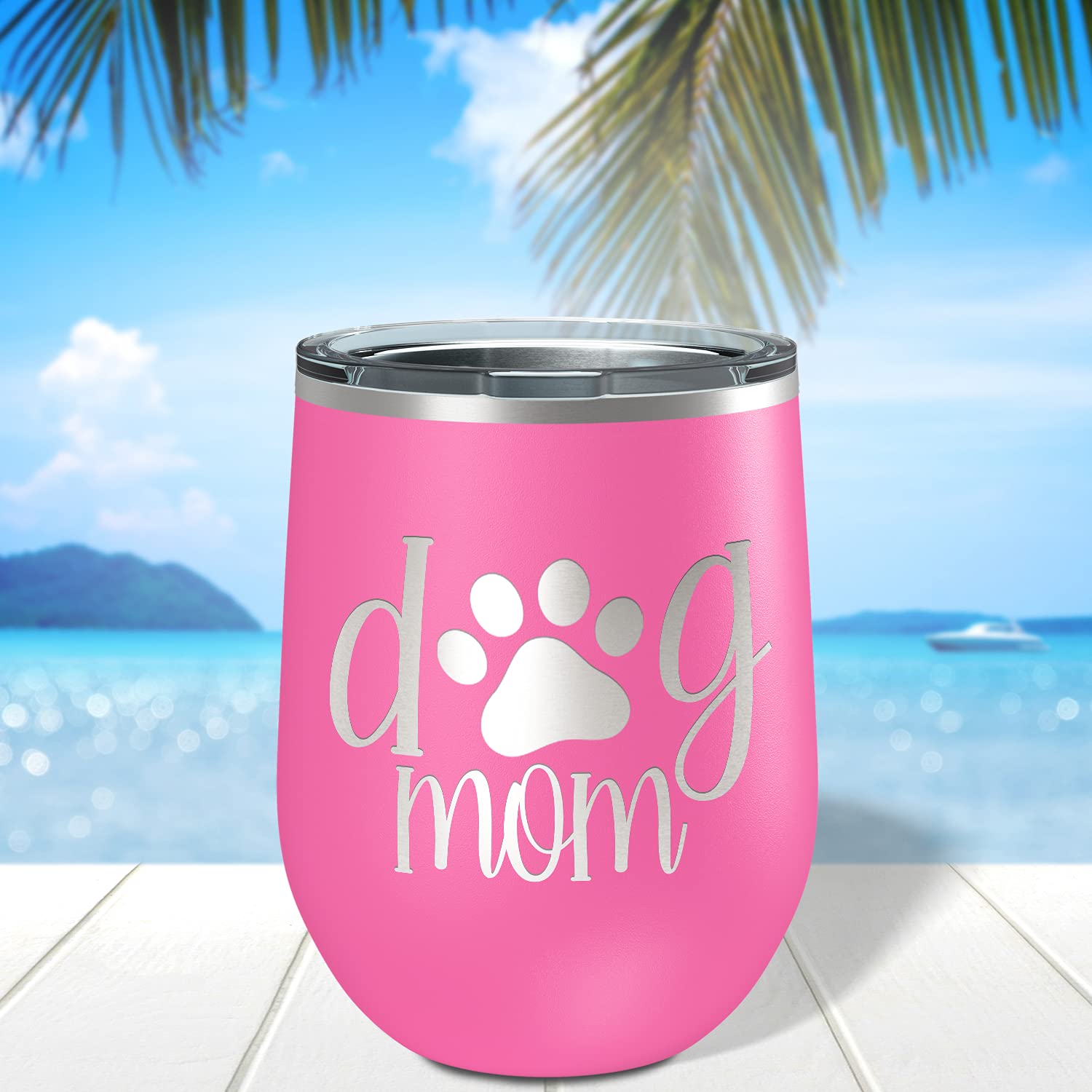 Pink Wine Tumbler for Dog Lovers - 12oz Birthday Gift for Mom - Perfect for Wine Nights & Pet Celebrations