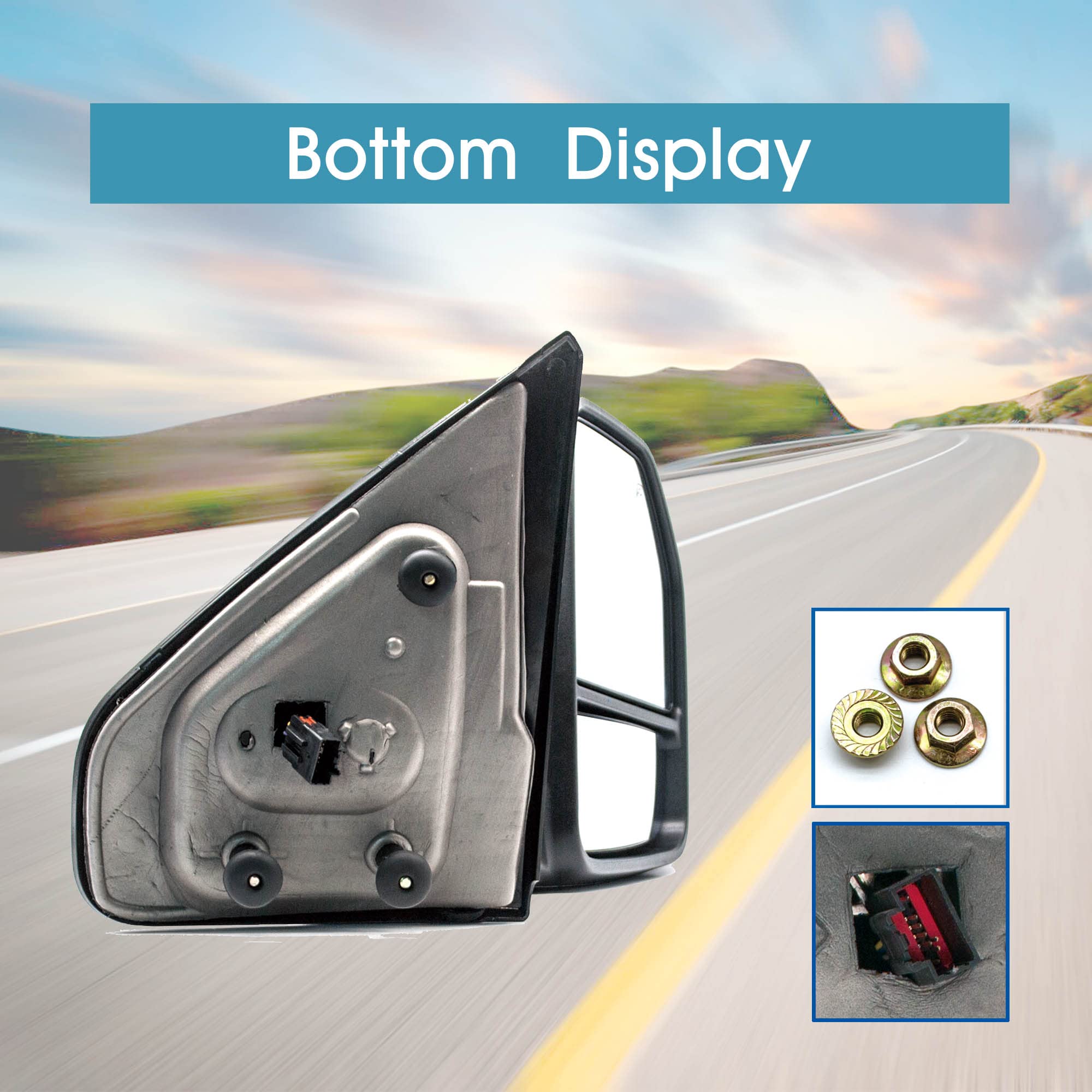 BOOLEE Power Heated Towing Mirrors with LED Turn Signal & Puddle Lights - Manual Folding Chrome Cap for 2004-2014 Ford F150 Pickup Truck (Driver & Passenger Side) - Perfect for Towing, Off-Roading & Night Driving