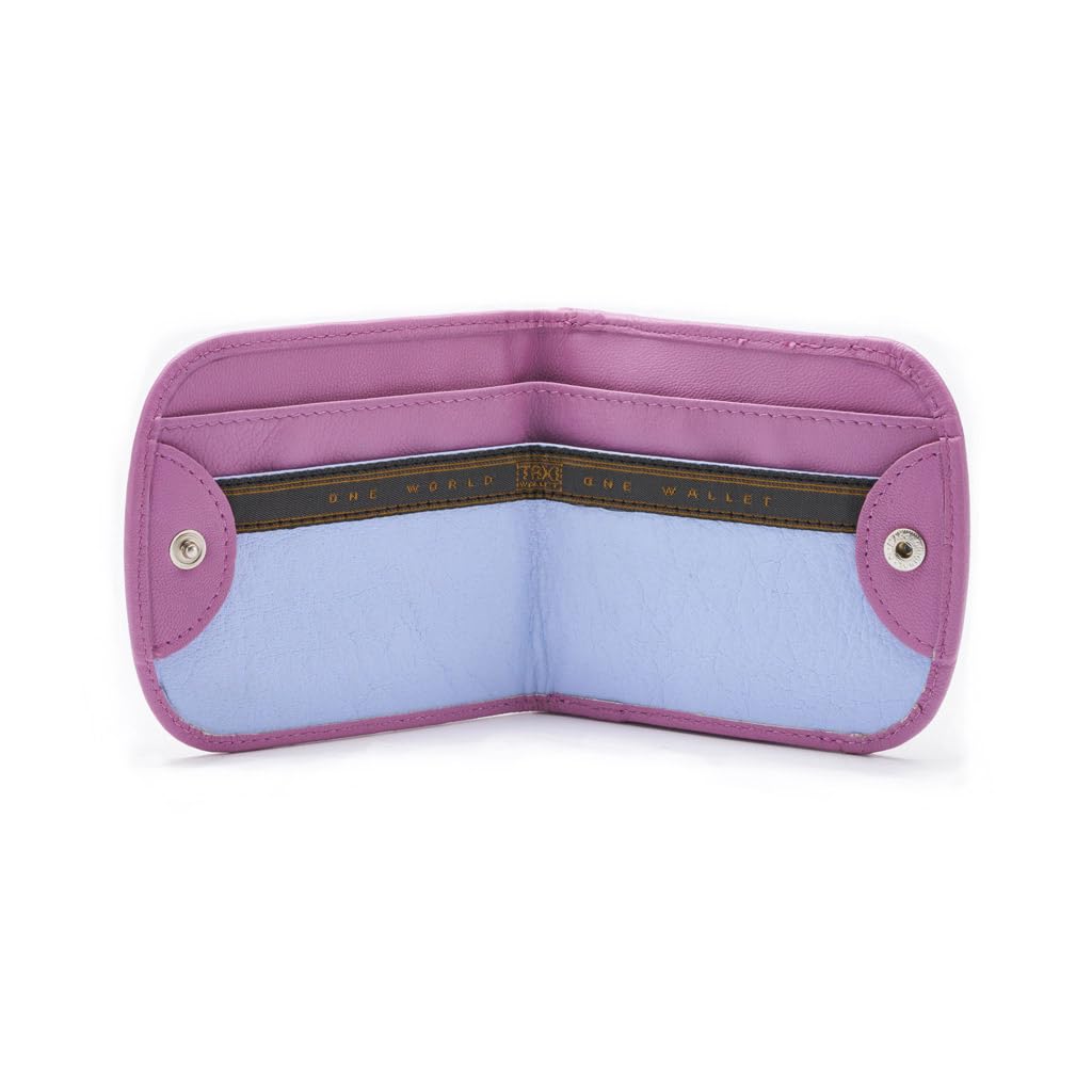 Taxi Wallet® TW03-SOFT LAVENDER - Slim Leather Front Pocket Wallet for Men & Women - Holds Credit Cards, Cash, Coins & ID - Compact RFID Blocking Bifold Wallet - Perfect for Travel, Work & Everyday Use