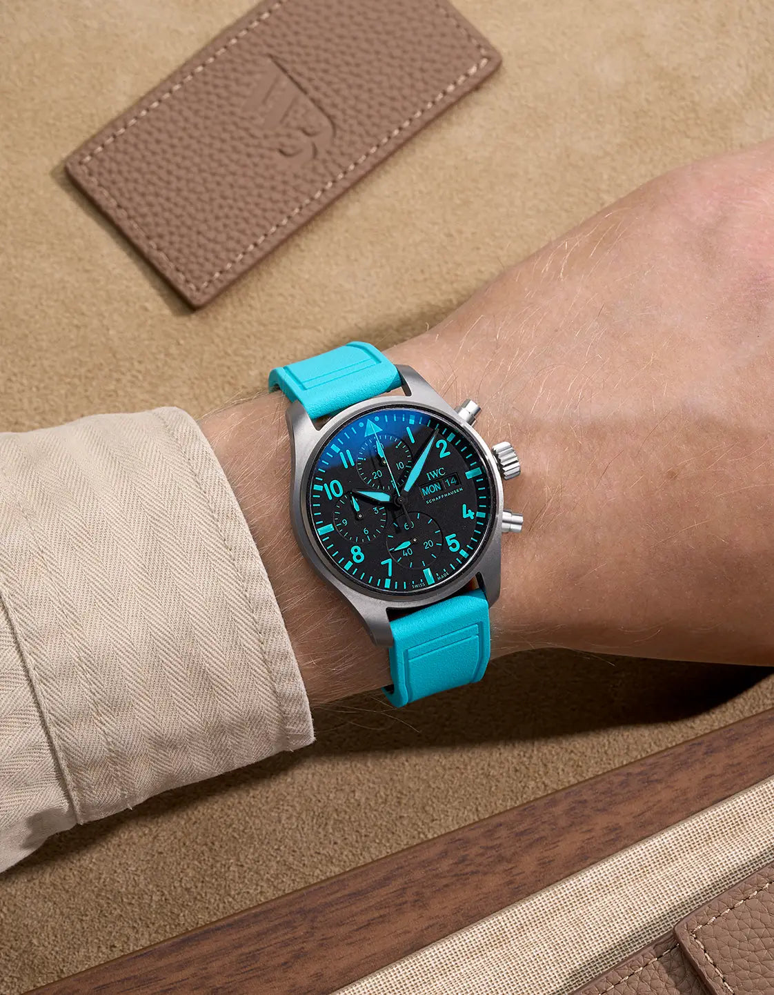Premium IWC Rubber Watch Band – Turquoise Blue Replacement Strap for IWC Watches | Durable & Comfortable for Sports, Diving & Everyday Wear