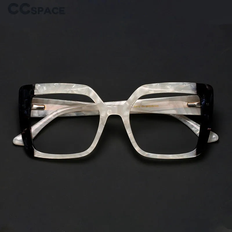 CCspace Women's Full Rim Square Acetate Reading Glasses +2.00 to +4.00 Magnification - Stylish Hyperopic Eyewear for Reading, Computer Work & Close-Up Tasks