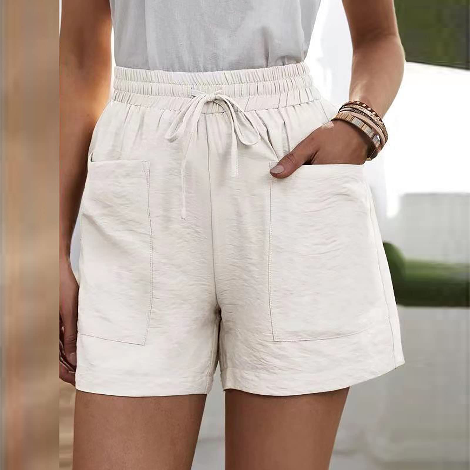 **Women's Plus Size Casual Shorts with Drawstring & Elastic Waist - Soft Cotton Lounge Pants for Workout, Running, Gym, Beach, Summer & Sleep - Comfy Outdoor, Pajama & Plain Shorts for Relaxing & Travel**