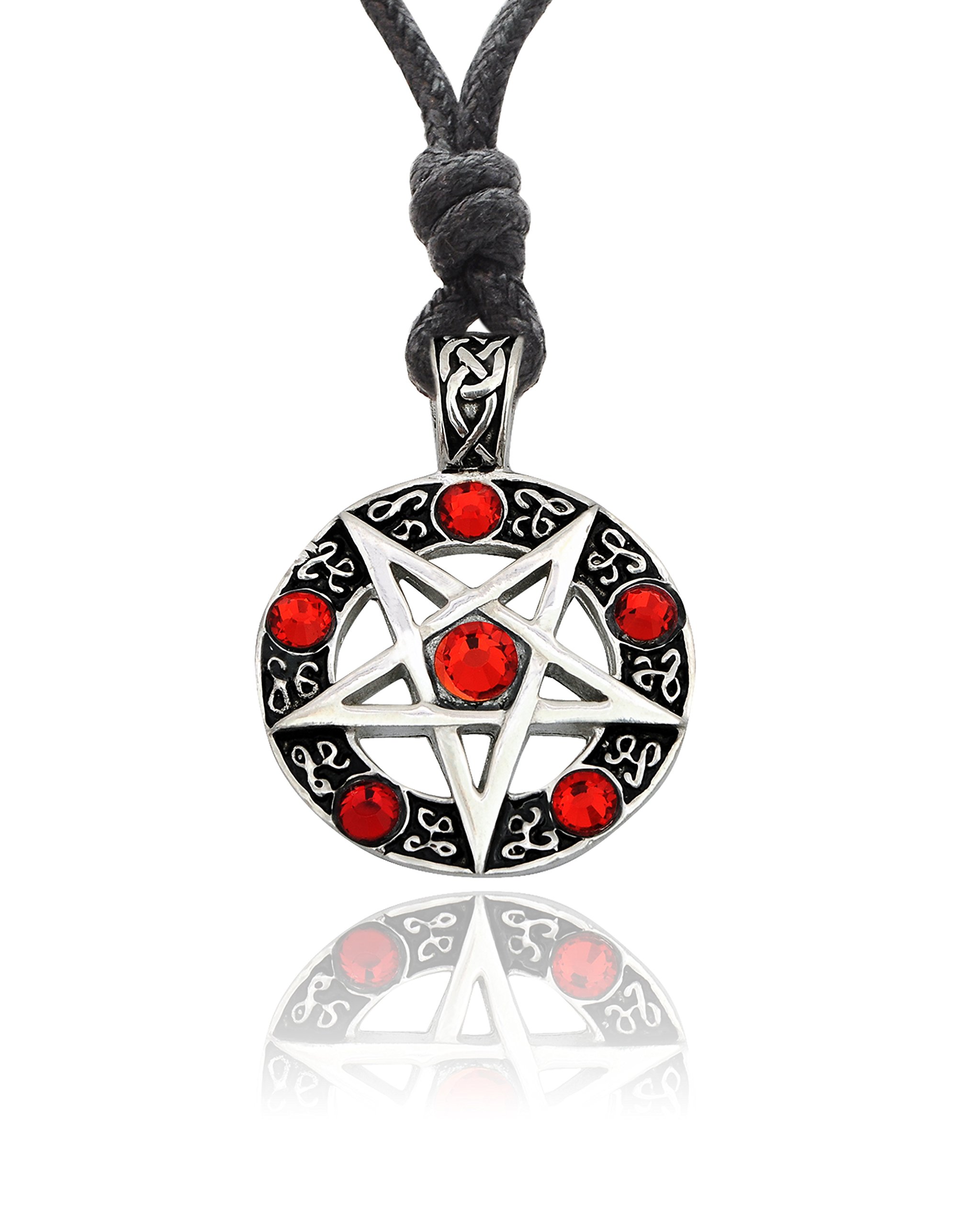 Vietguild Red Pentagram Silver Pewter Charm Necklace Pendant - Gothic Jewelry for Wicca, Witchcraft & Alternative Fashion | Perfect for Rituals, Cosplay & Everyday Wear