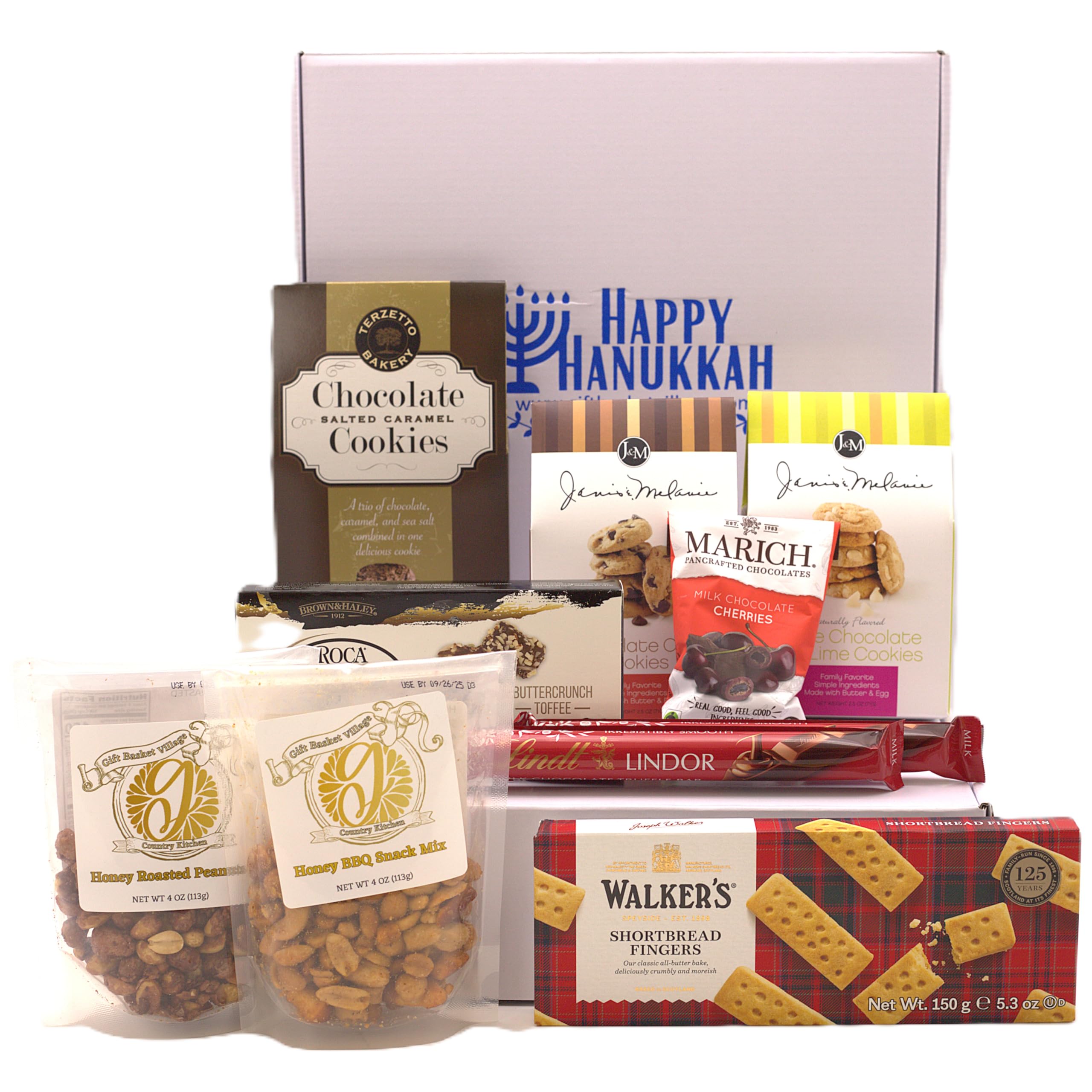 Hanukkah Gift Basket Tower - Deluxe Kosher Treats & Snacks for Hanukkah Celebrations | Perfect for Holiday Gifting, Office Parties & Family Gatherings