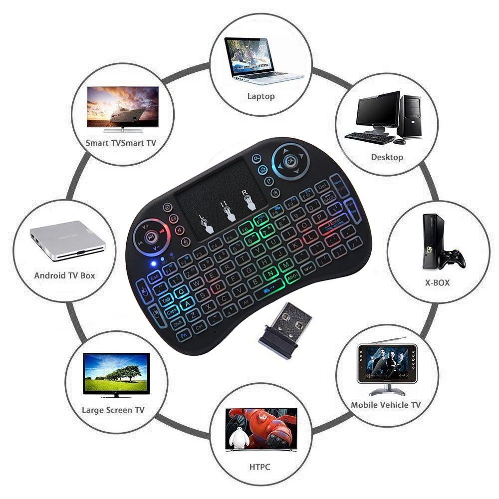 XGODY Mini Wireless Backlit Keyboard with Touchpad - Air Mouse for PC, Laptop, Smart TV | Portable Bluetooth Keyboard for Home Office, Gaming & Travel