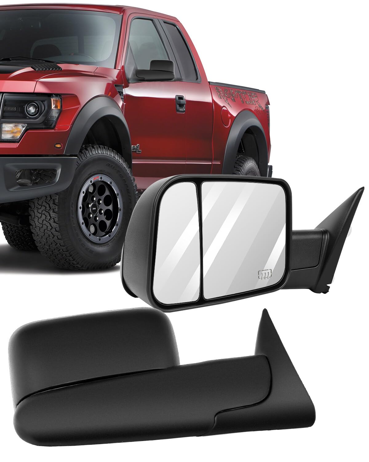 ECCPP Power Heated Towing Mirrors Replacement for Dodge Ram 1500/2500/3500 (1998-2002) - Manual Flip-Up Left & Right Side Mirrors - Perfect for Towing Trailers & Heavy Loads
