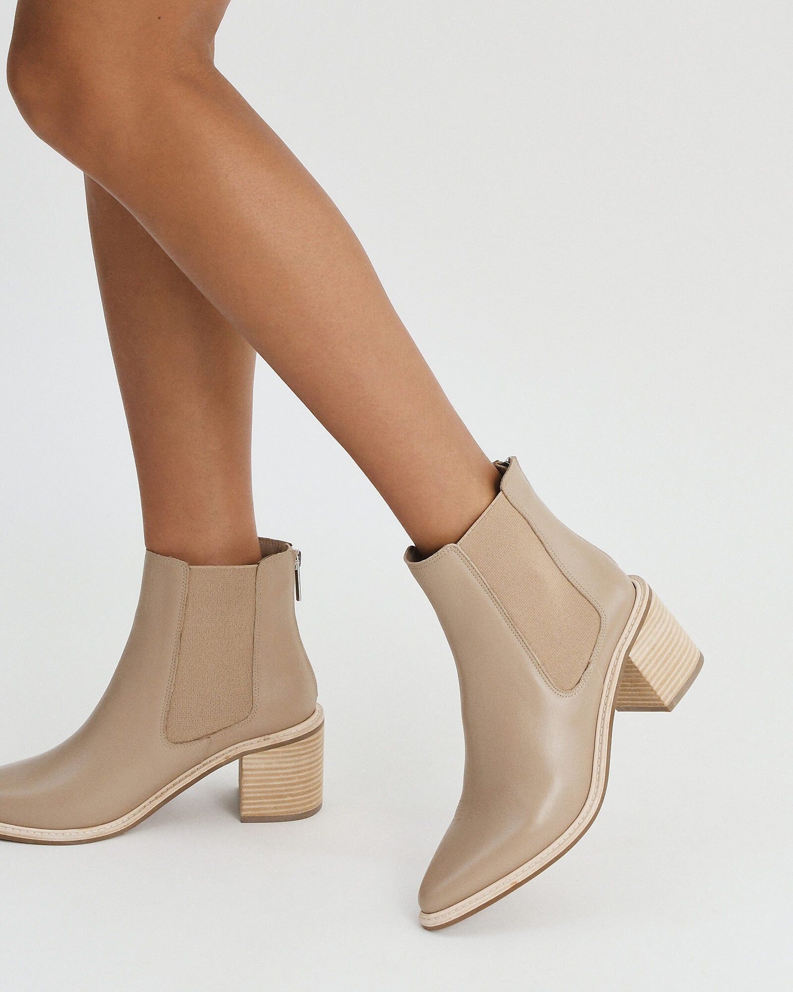 Luxury High Ankle Boots for Women - Genuine Taupe Leather - Comfortable & Stylish for Fall, Winter, and Casual Outfits