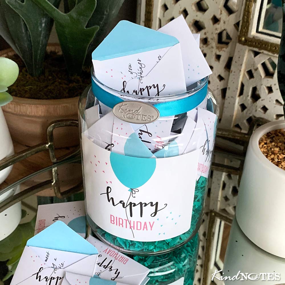 Glass Keepsake Gift Jar with Birthday Messages - Elegant Birthday Balloon Design for Women, Men, Kids | Perfect for Birthday Parties, Anniversary Gifts & Special Occasions