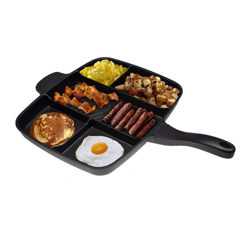 5-in-1 Non-Stick Deep Sauté Pan - Flat Bottom Multifunctional Frying Pan, Scratch Resistant & Dishwasher Safe - Perfect for Stir-Frying, Searing, Braising, Sautéing & Deep Frying in Home Kitchens