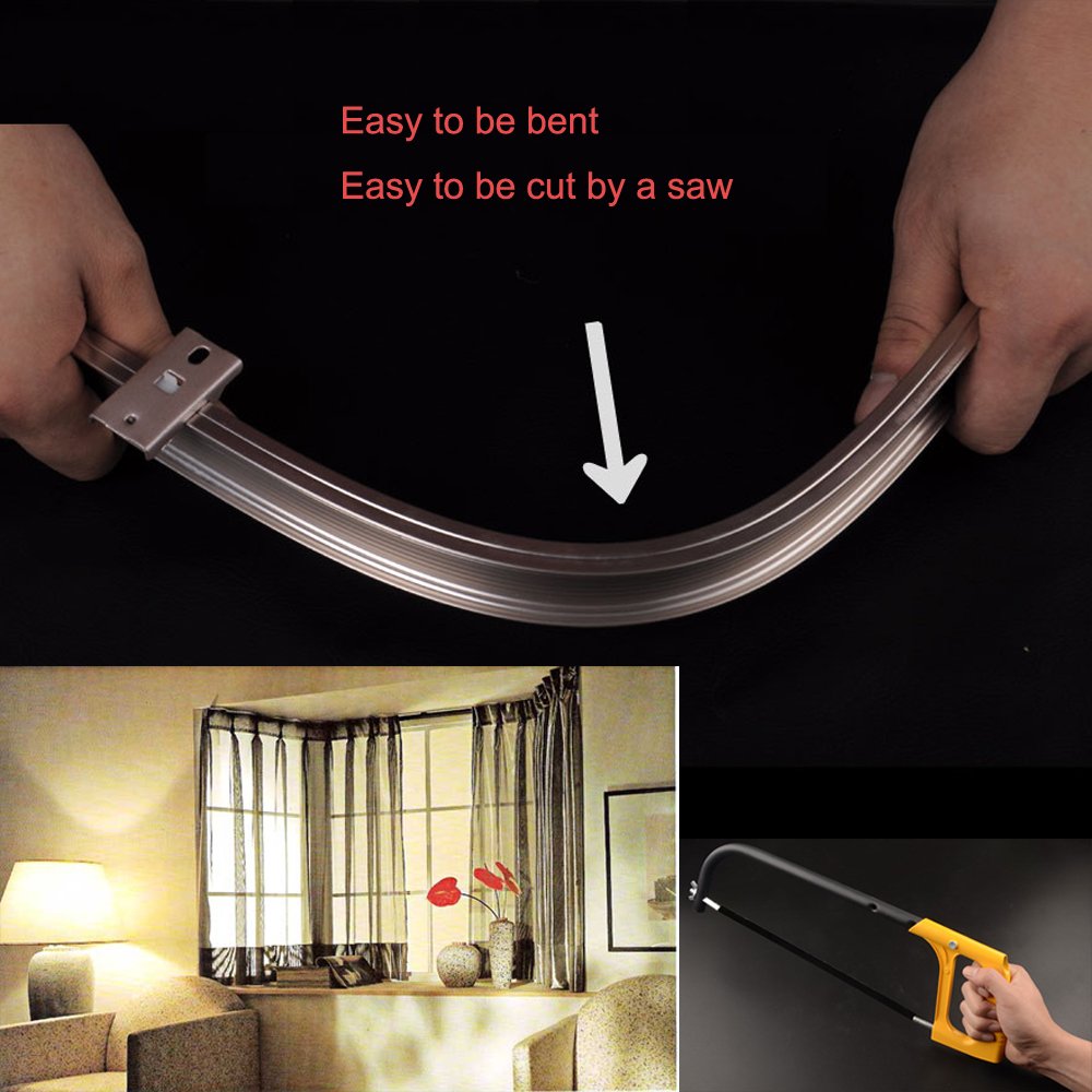 Brown Aluminum Alloy Bendable Curtain Rod - Adjustable Window Track & Ceiling Mount (500cm) for Living Room, Bedroom & Office Decor