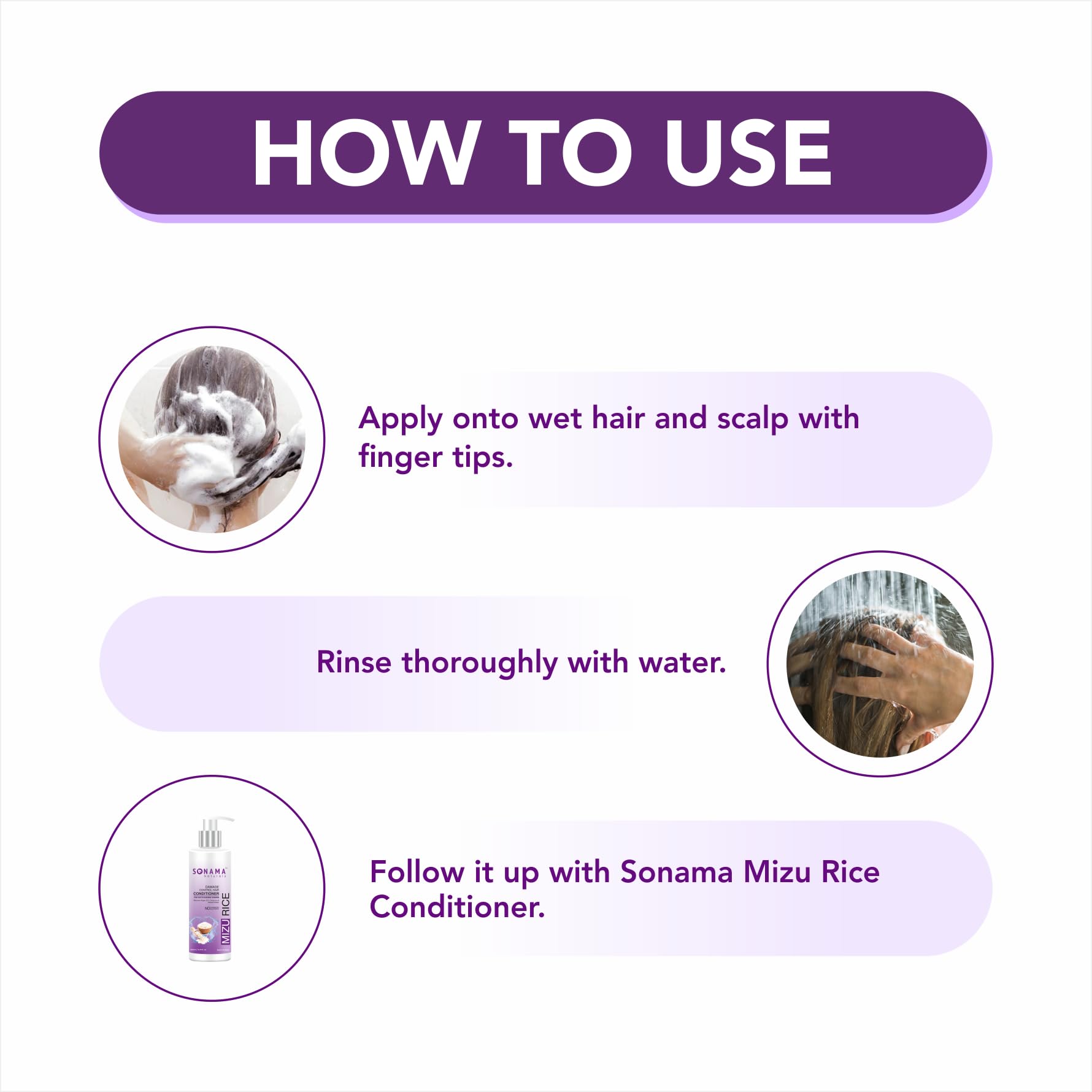 Sonama Naturals Mizu Rice Water Shampoo for Dry, Frizzy & Curly Hair - Organic Dandruff Control & Hair Growth Treatment with Rice & Wheat Protein - Sulfate & Paraben Free Scalp Balancing Shampoo (200ml) - Perfect for Daily Hair Care & Scalp Nourishment