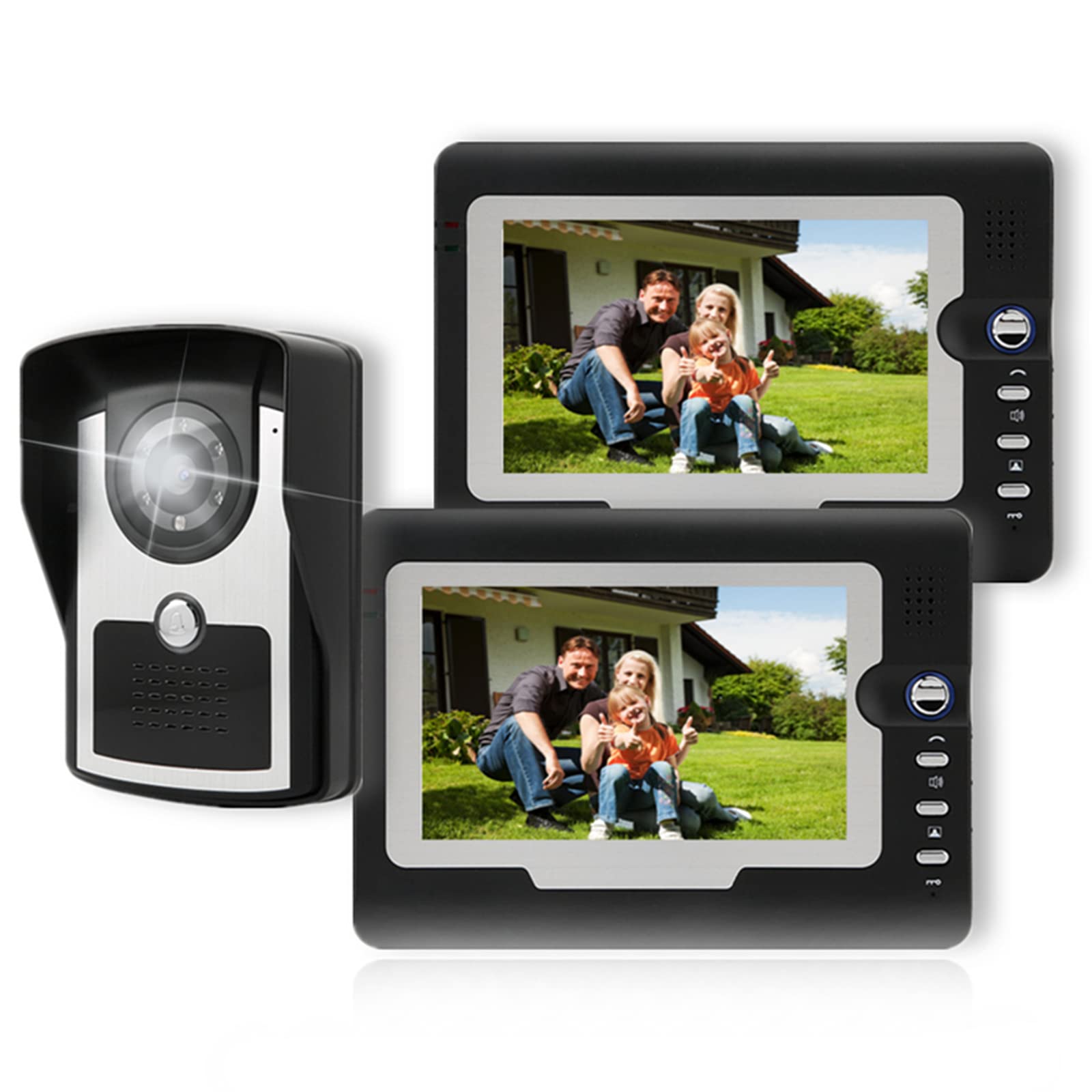 7 Inch Video Door Phone with Clear LCD Monitor, Wired Intercom Doorbell Kit & Night Vision Camera - Home Security Entry System for House/Apartment (US) - Perfect for Front Door Monitoring & Visitor Identification
