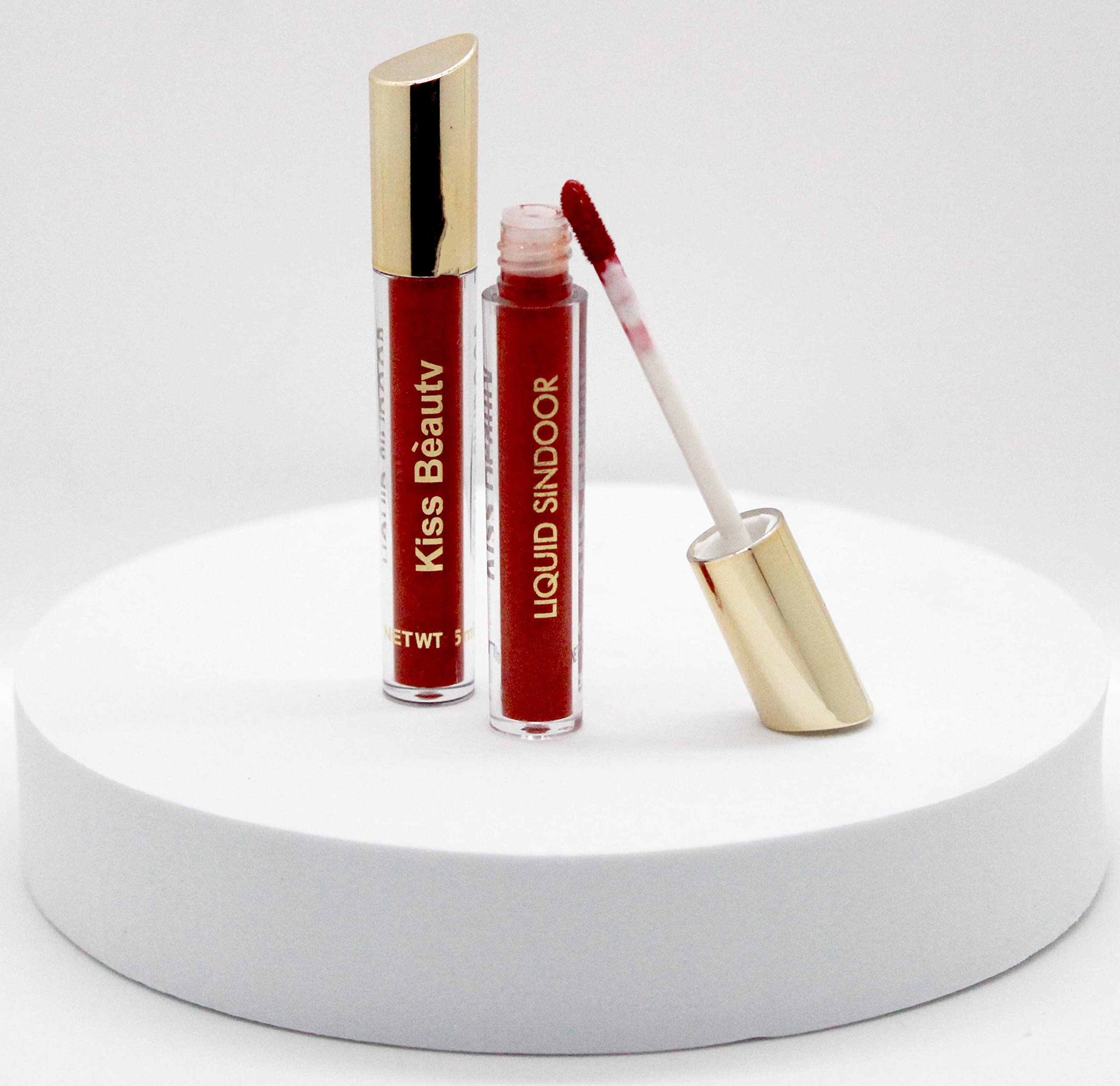 Kiss Beauty Mahogany Liquid Sindoor with Sponge-Tip Applicator - Long Lasting Hindu Forehead Marking for Pujas & Weddings