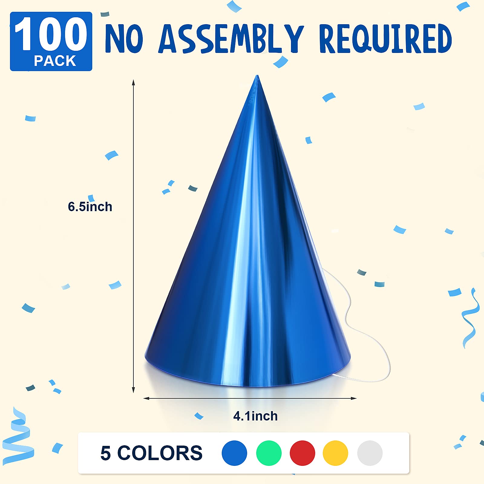 Sumind Colorful Metallic Foil Birthday Party Hats for Adults - Fun Cone Headwear for Birthday Celebrations, Halloween Costumes & New Year Parties