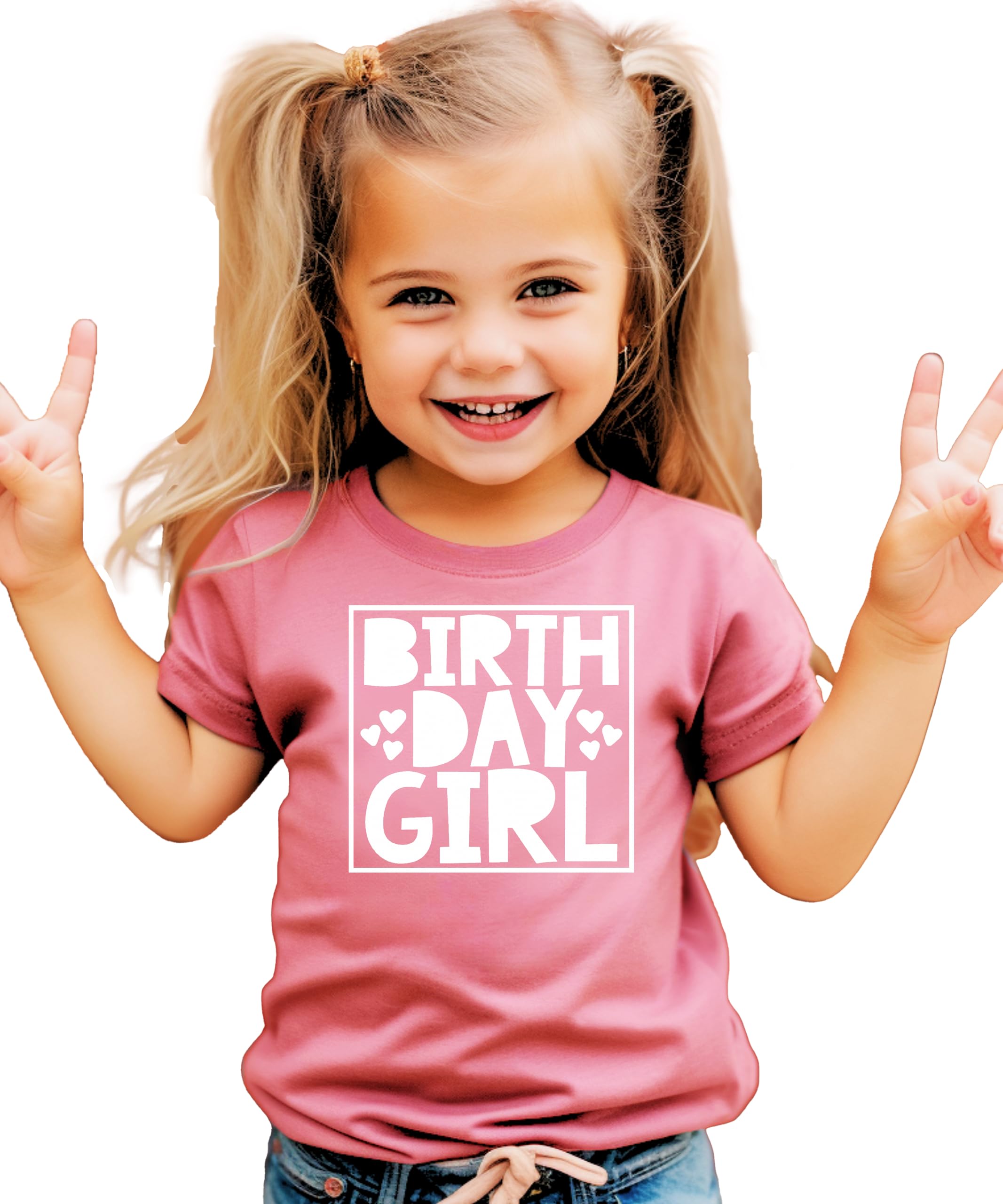 Olive Loves Apple Birthday Girl T-Shirt - Cute Heart Print Square Design Raglan Tee for Women & Kids | Perfect for Birthday Parties, Celebrations & Gift Giving