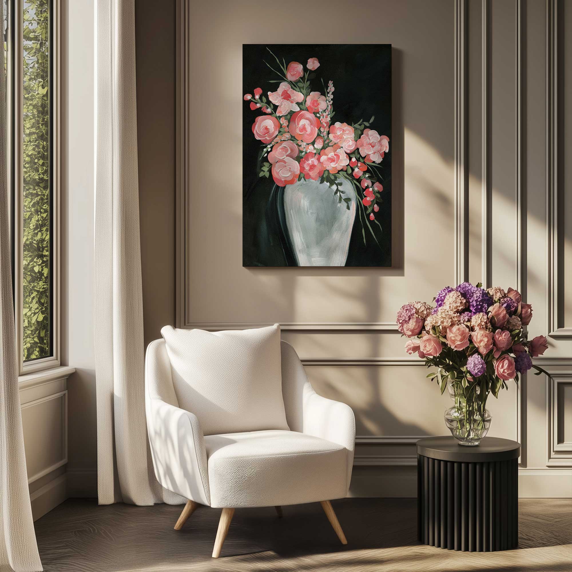 Delicate Coral Blossoms II Canvas Wall Art Print - Tropical Floral Home Decor for Living Room, Bedroom & Office