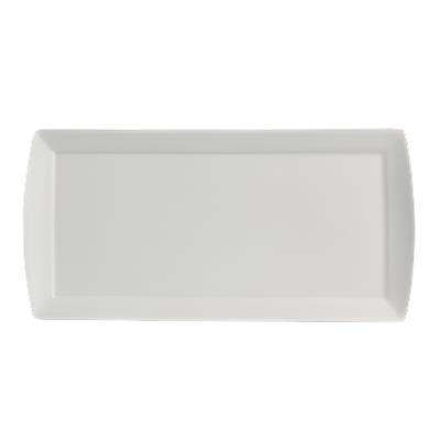 Steelite 10 x 4.75 Inch White Curved Rim Rectangle Serving Tray - 12 Pack for Restaurants, Catering & Buffet Service