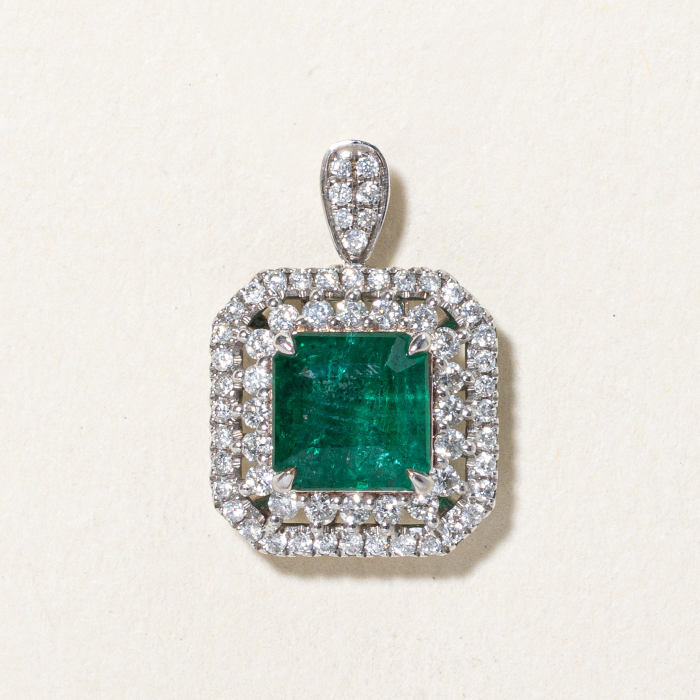 1.52ct Emerald & Diamond Convertible Pendant & Ring Set - 0.419ctw, Size 7 - Elegant Jewelry for Women, Perfect for Weddings, Anniversaries & Special Occasions