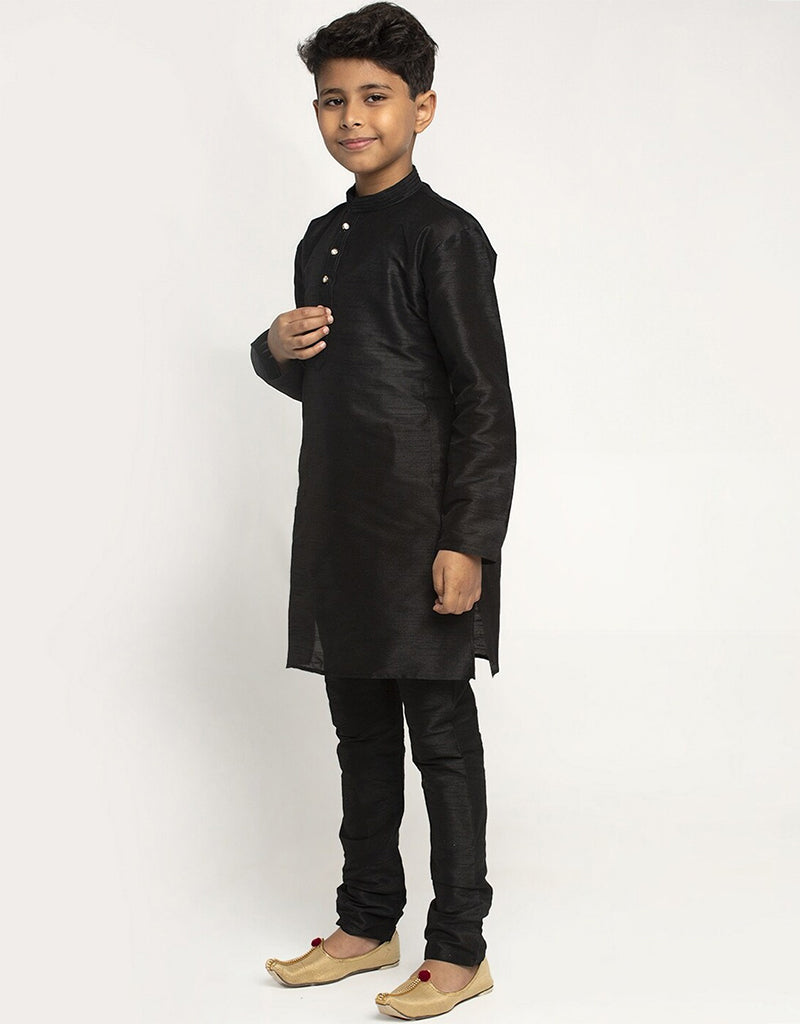Stylish Black Kurta Pajama Set in Art Dupion Fabric - Perfect for Festivals, Weddings & Cultural Events