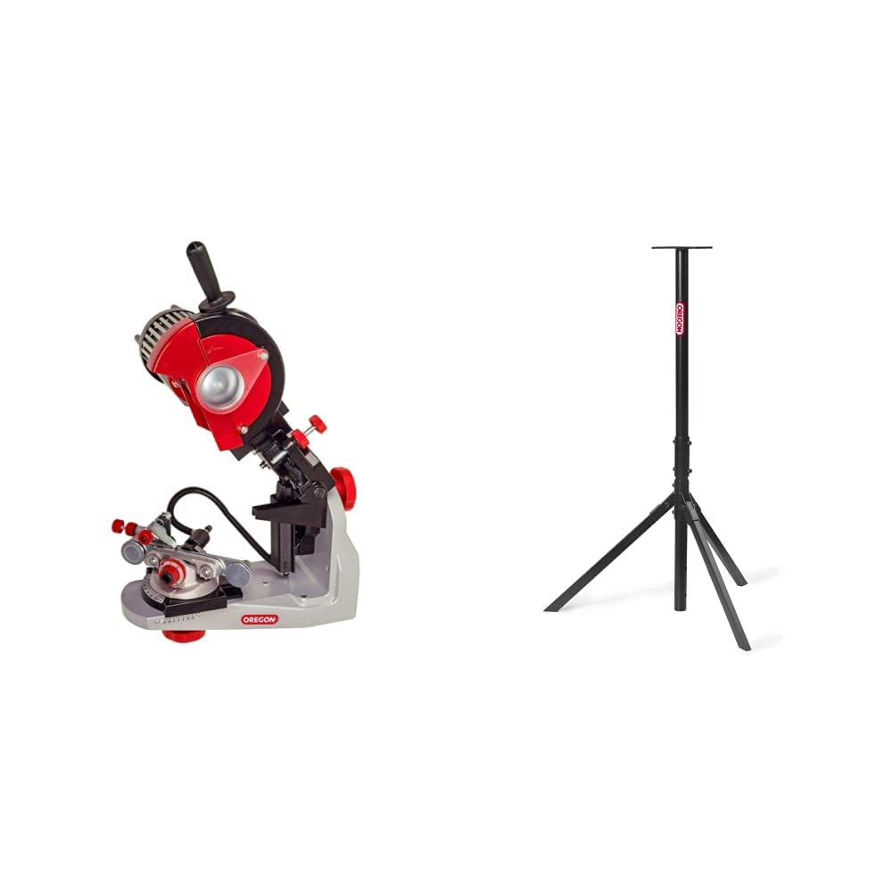 Oregon Professional 120-Volt Bench Grinder with Hydraulic Clamping - Universal Saw Chain Sharpener & Adjustable Tripod Stand | Heavy-Duty Portable Chainsaw Sharpening Station for Workshop, Garage & Outdoor Use