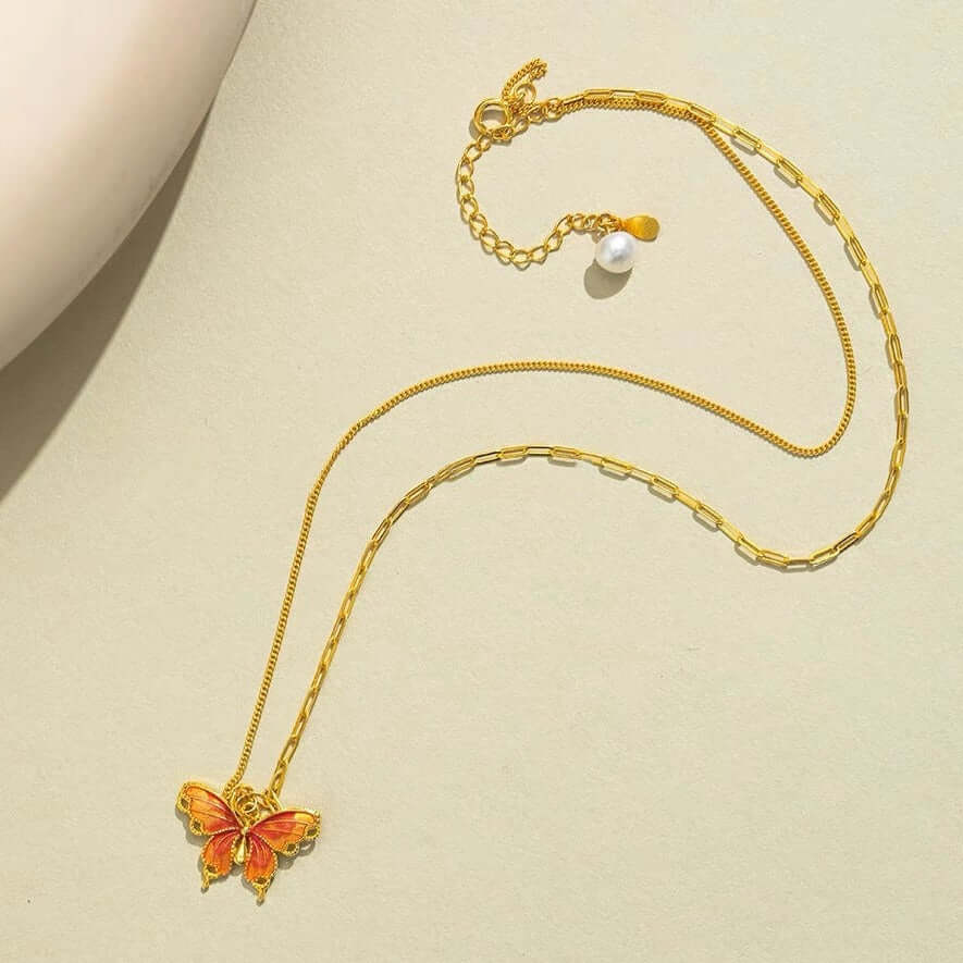 French Style Gradient Butterfly Pendant Necklace - Elegant Layering Jewelry for Women | Perfect for Date Night, Wedding, and Everyday Fashion Accessories
